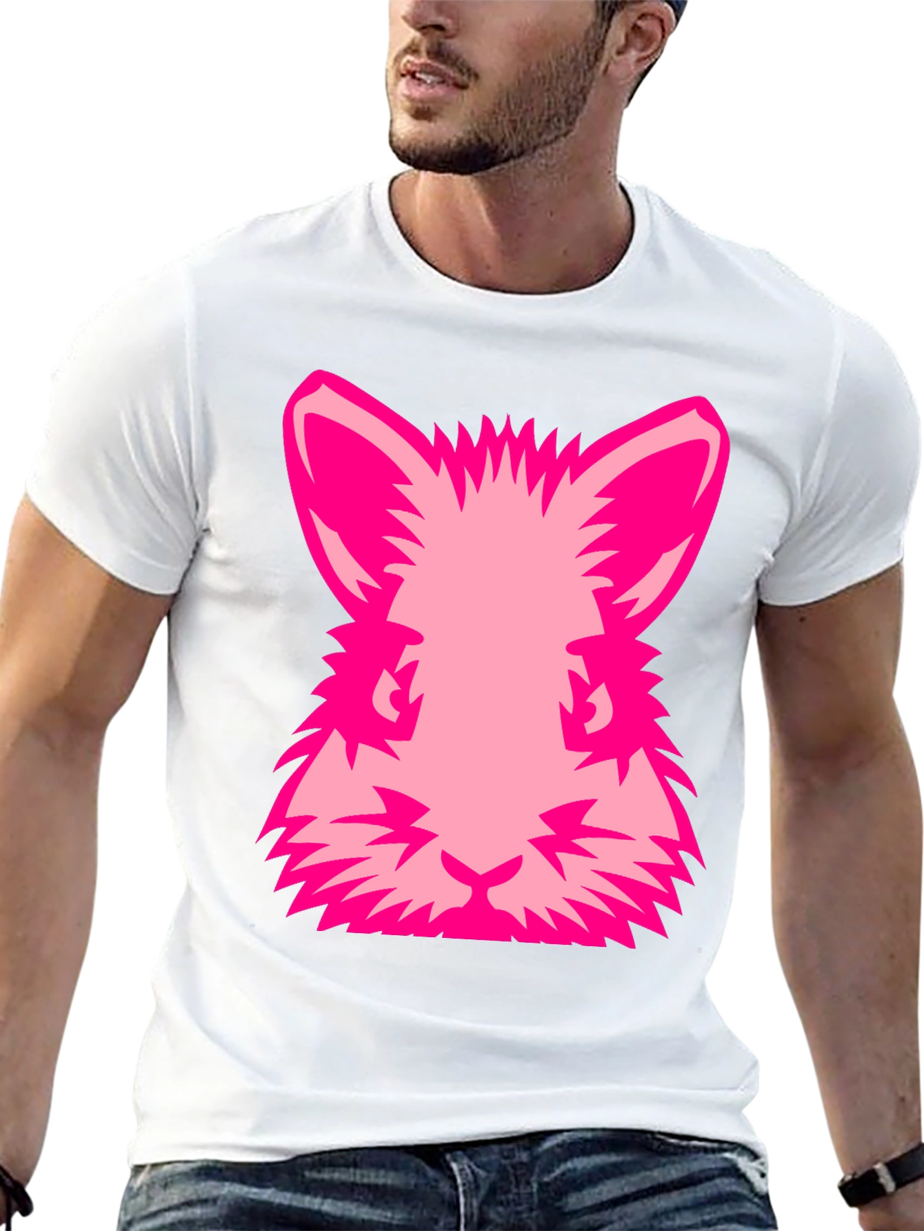 Pink Rabbit Graphic Tee - Black Cotton Blend Shirt