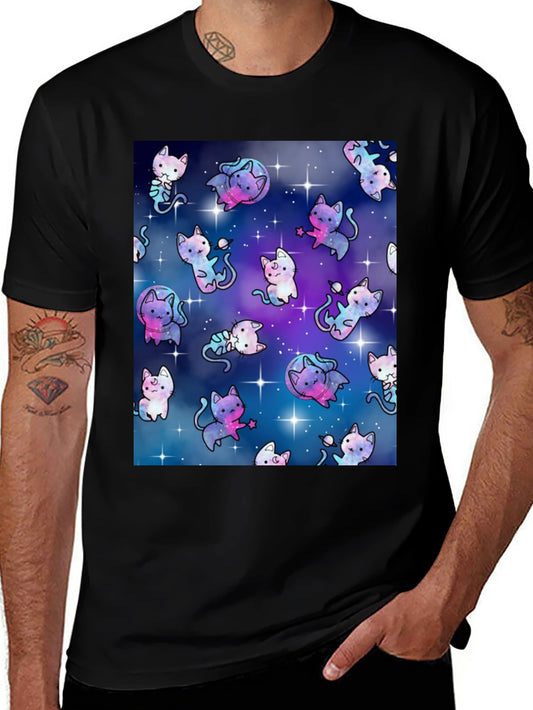 Galaxy Cat Black T-Shirt