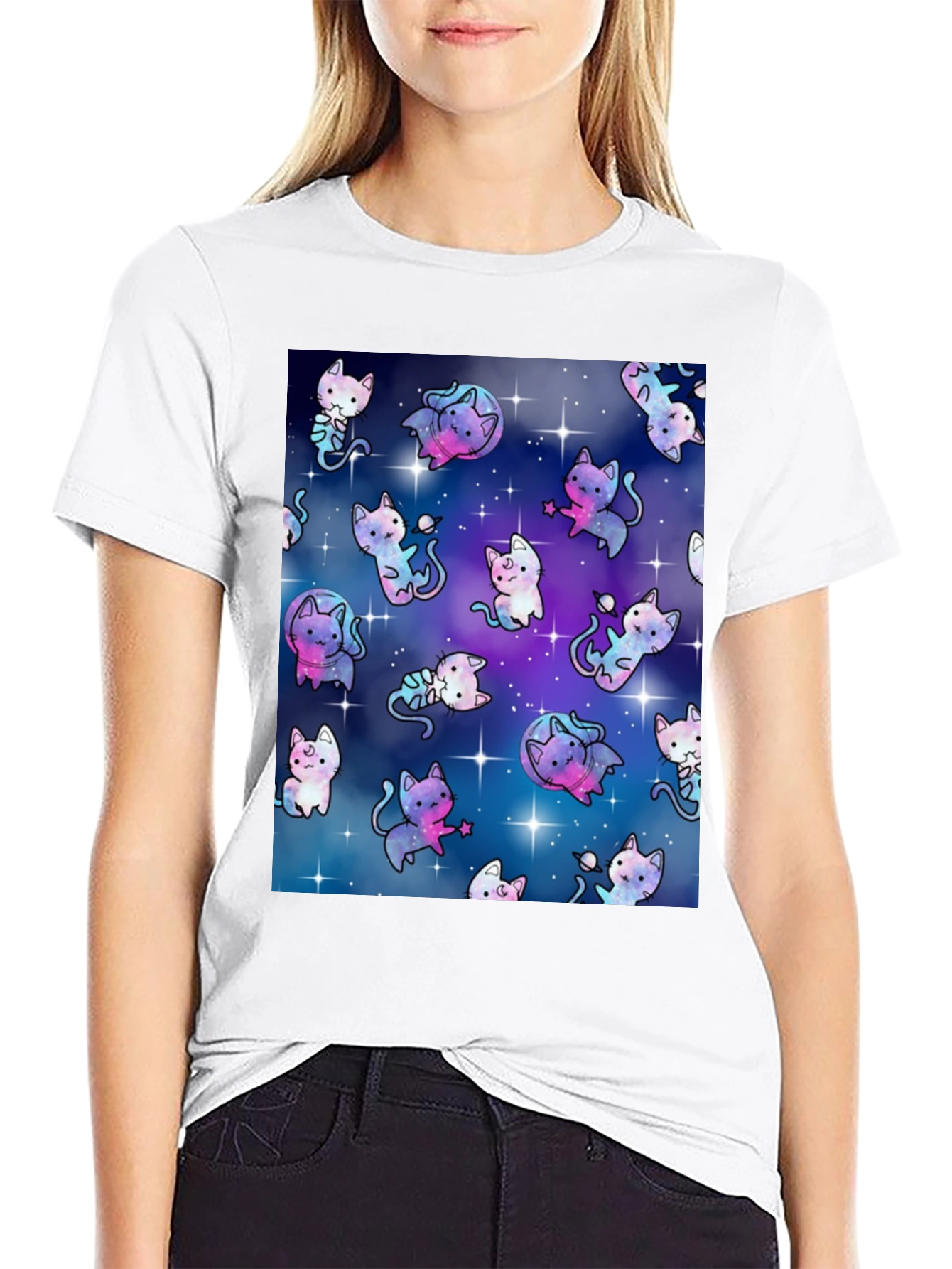 Galaxy Cat Black T-Shirt