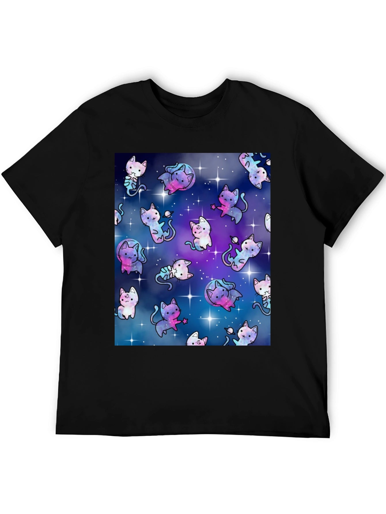 Galaxy Cat Black T-Shirt