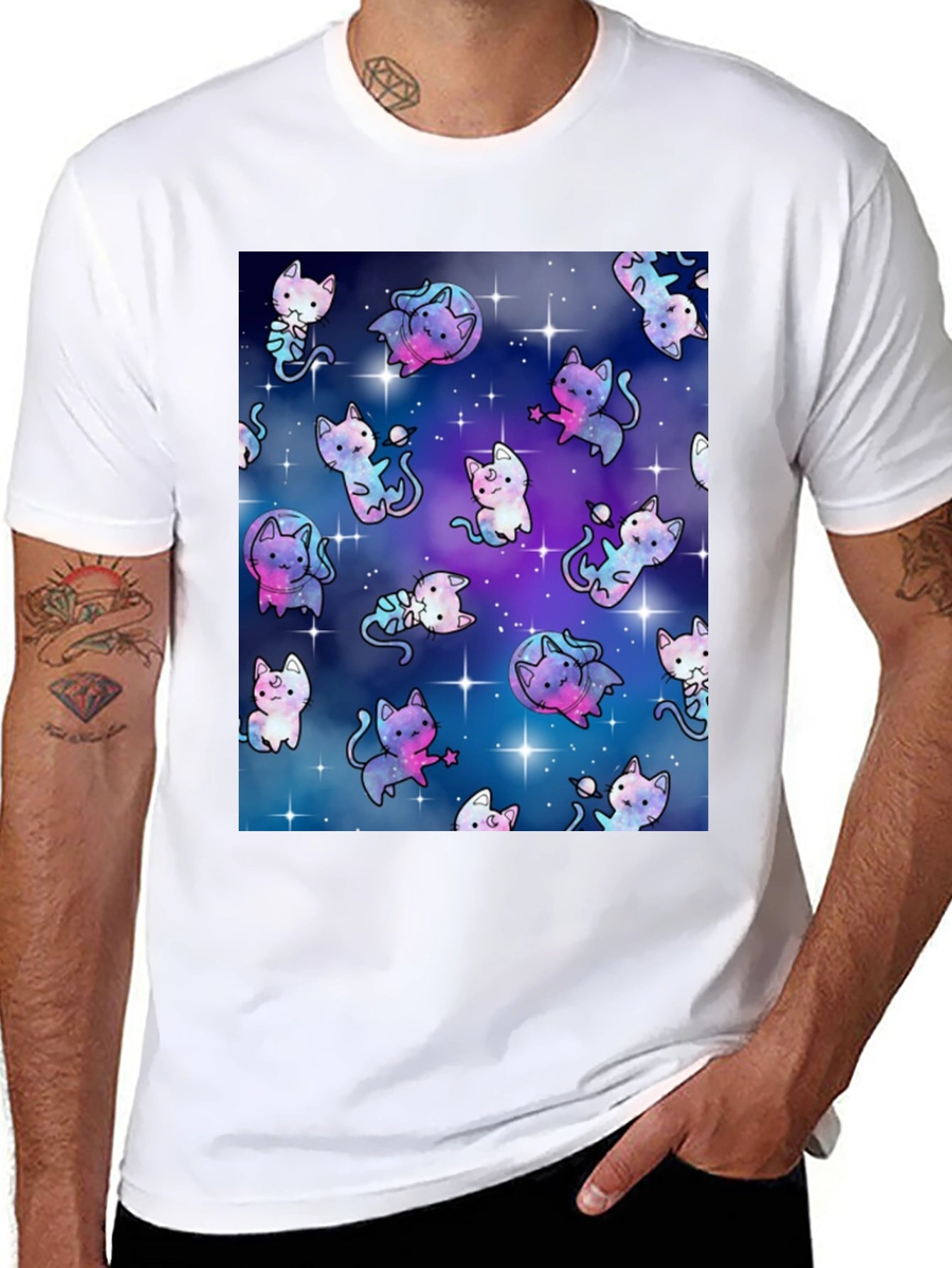 Galaxy Cat Black T-Shirt