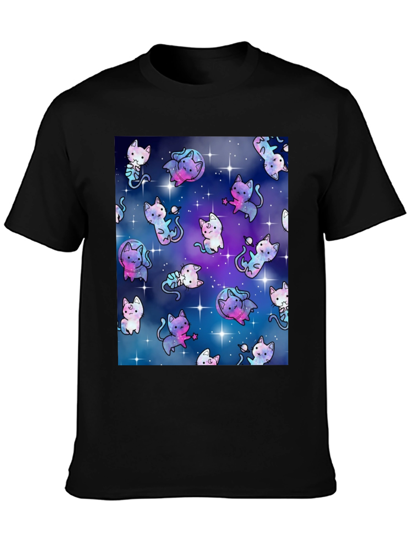 Galaxy Cat Black T-Shirt