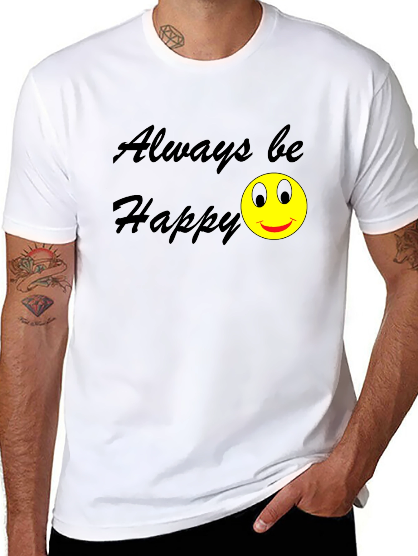 Always Be Happy Graphic Black T-Shirt