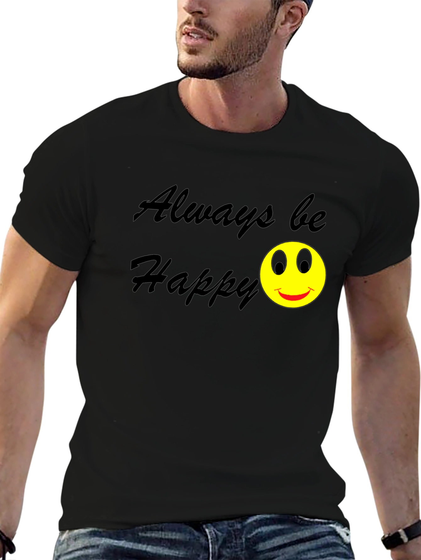 Always Be Happy Graphic Black T-Shirt
