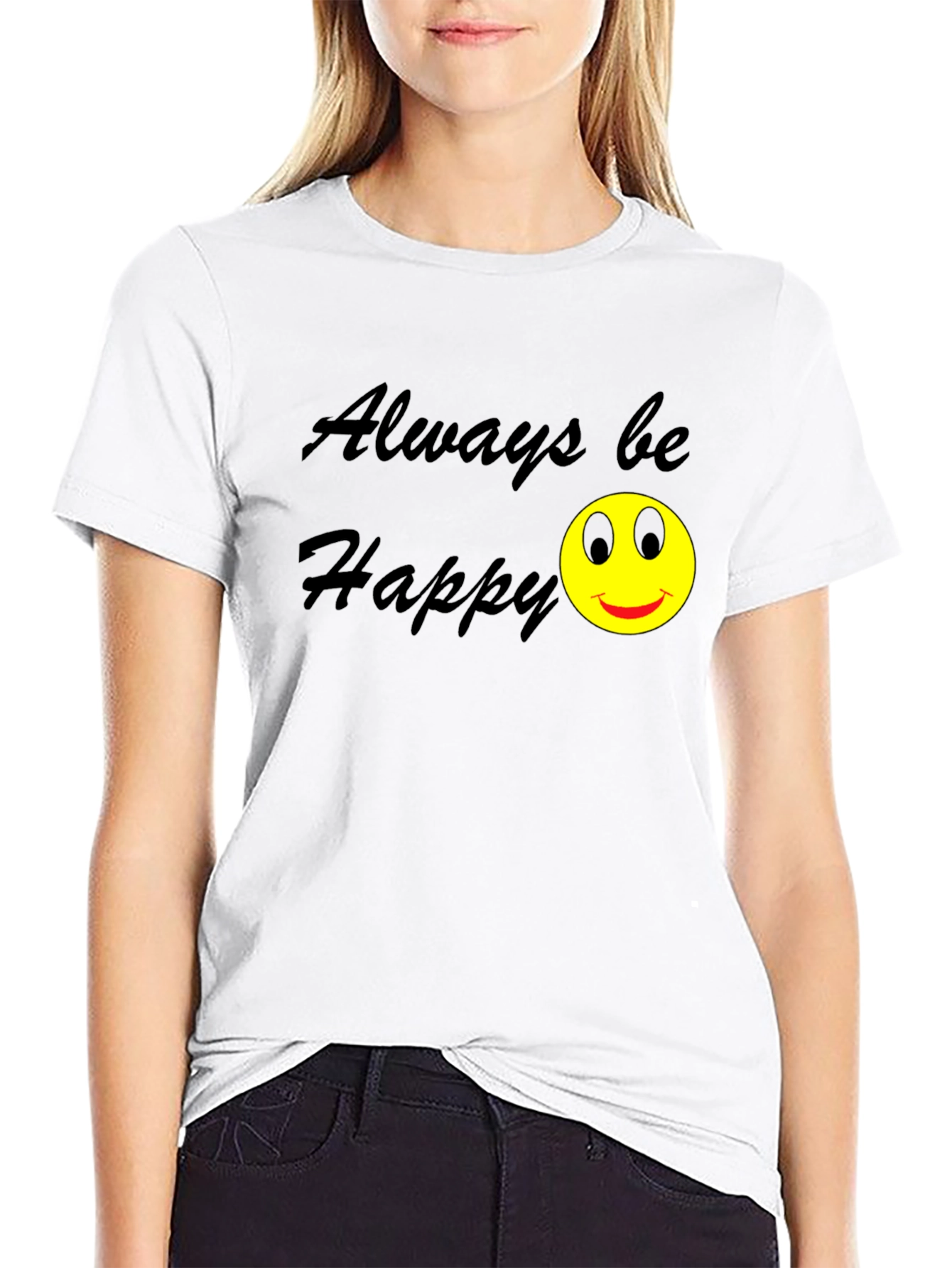 Always Be Happy Graphic Black T-Shirt