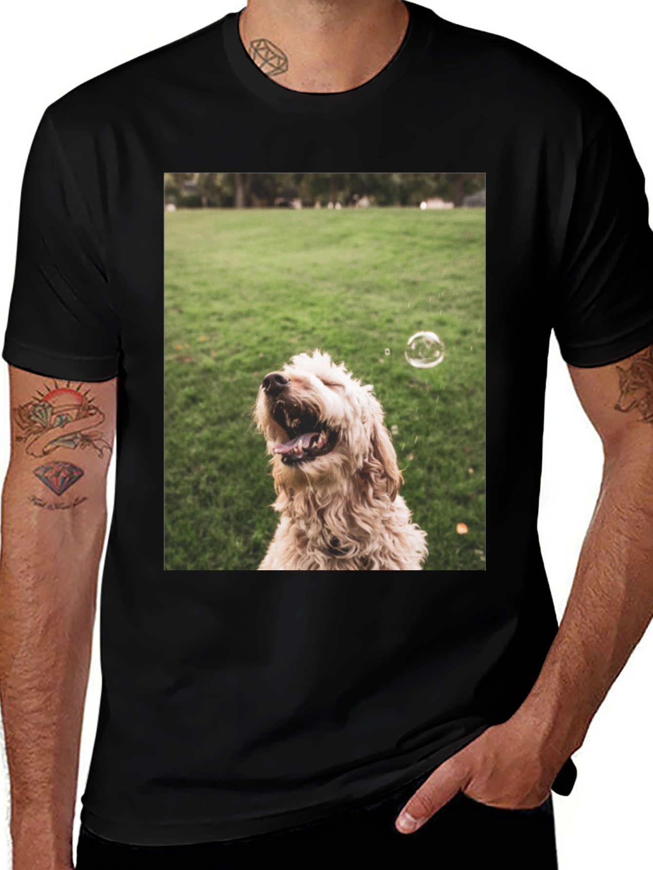 Dog Bubble T-Shirt - Playful Pet Lover Tee