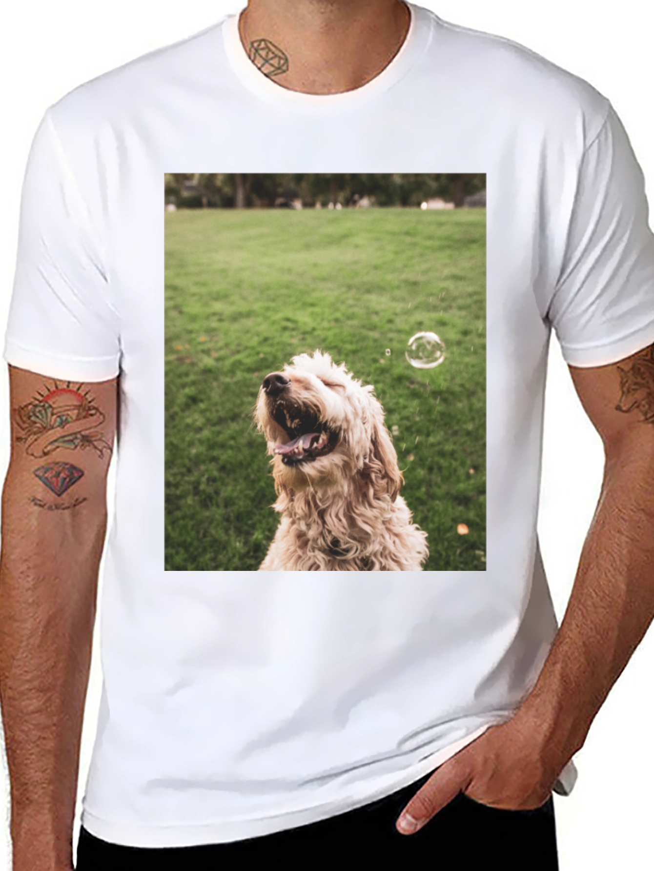 Dog Bubble T-Shirt - Playful Pet Lover Tee