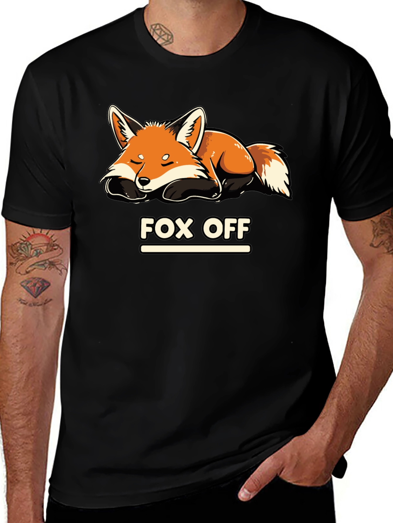 Fox Off Graphic T-Shirt - Black Relaxed Fit