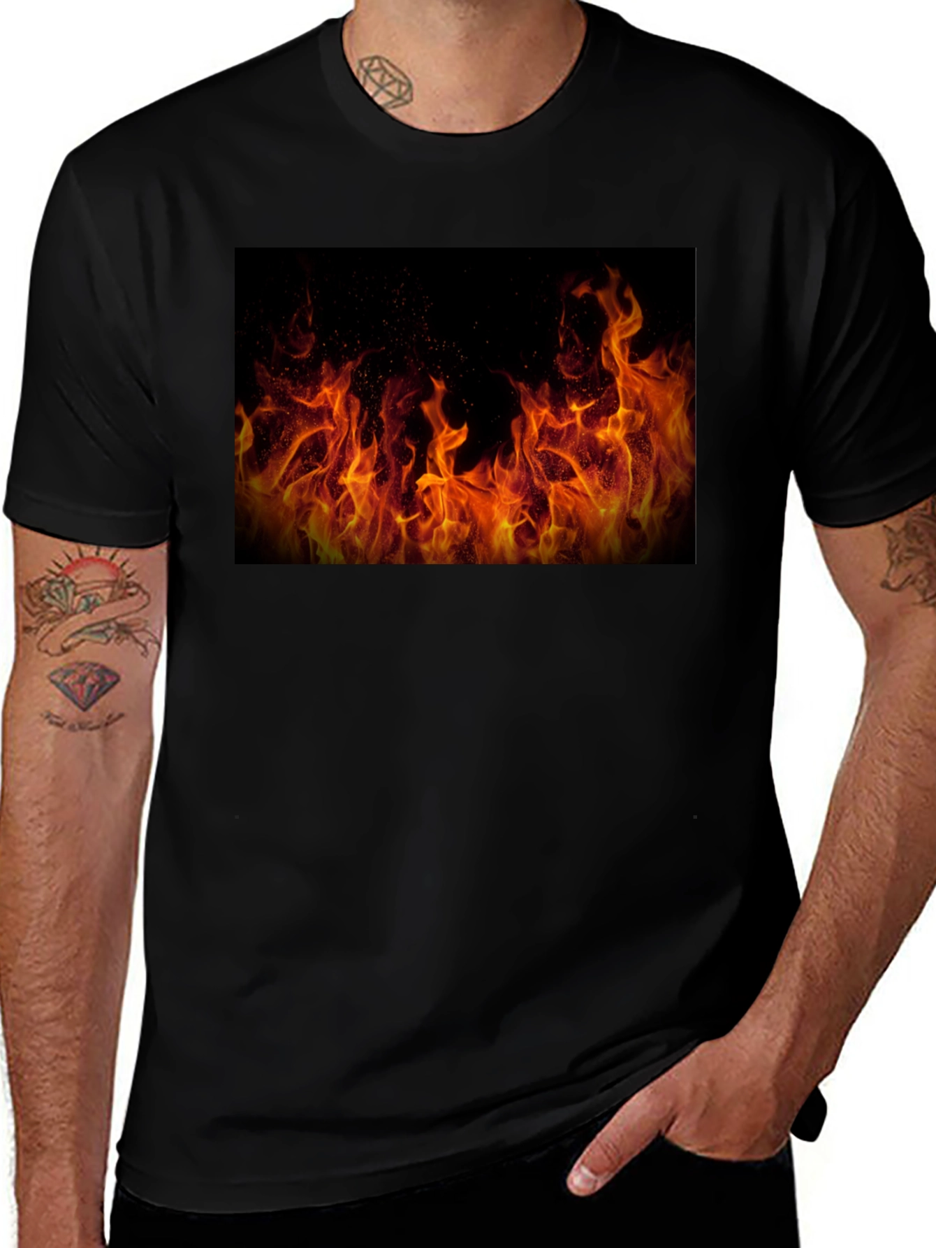 Flame Graphic Black T-Shirt - Bold Statement Tee