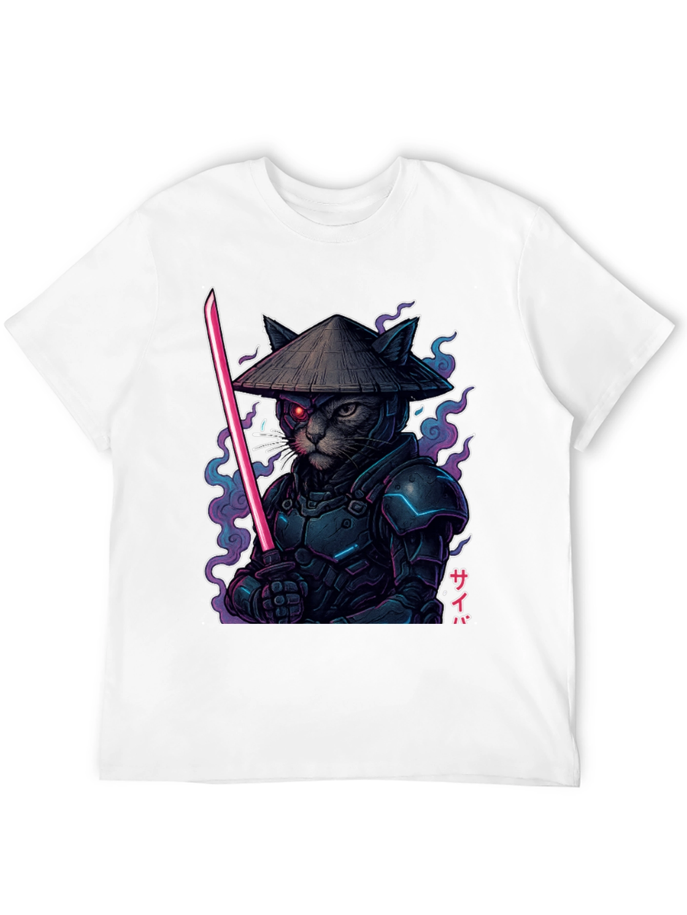 Cyberpunk Cat Samurai Graphic Tee