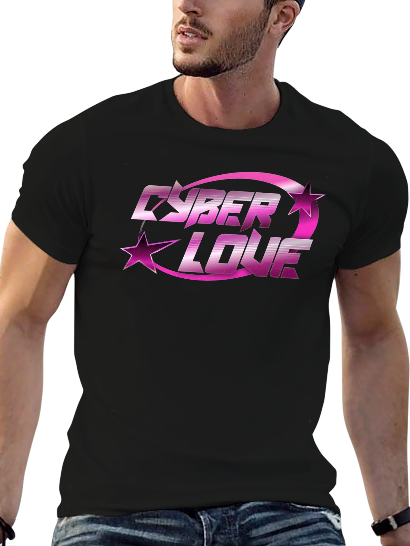 Cyber Love Graphic Tee - Trendy Black T-Shirt