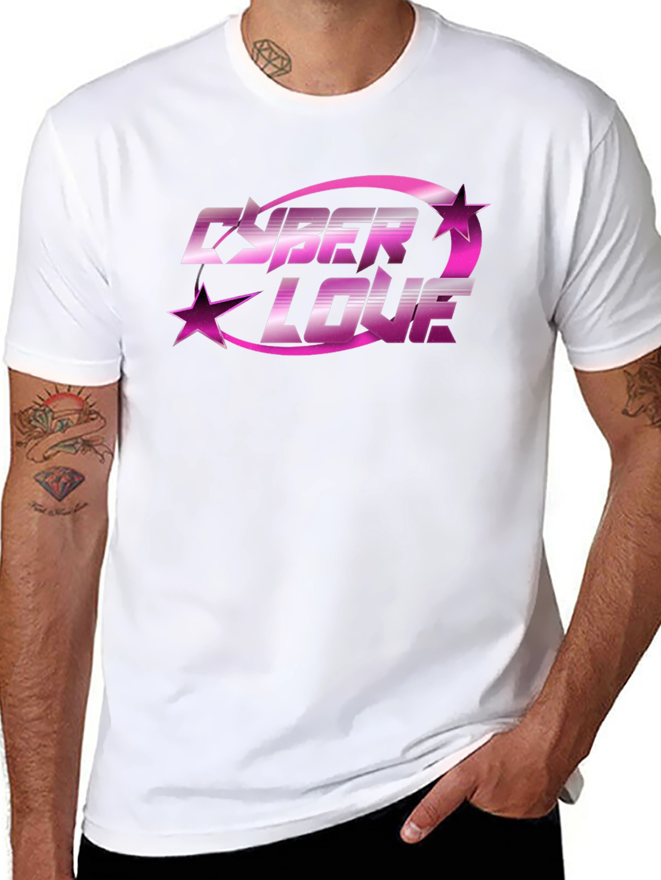 Cyber Love Graphic Tee - Trendy Black T-Shirt