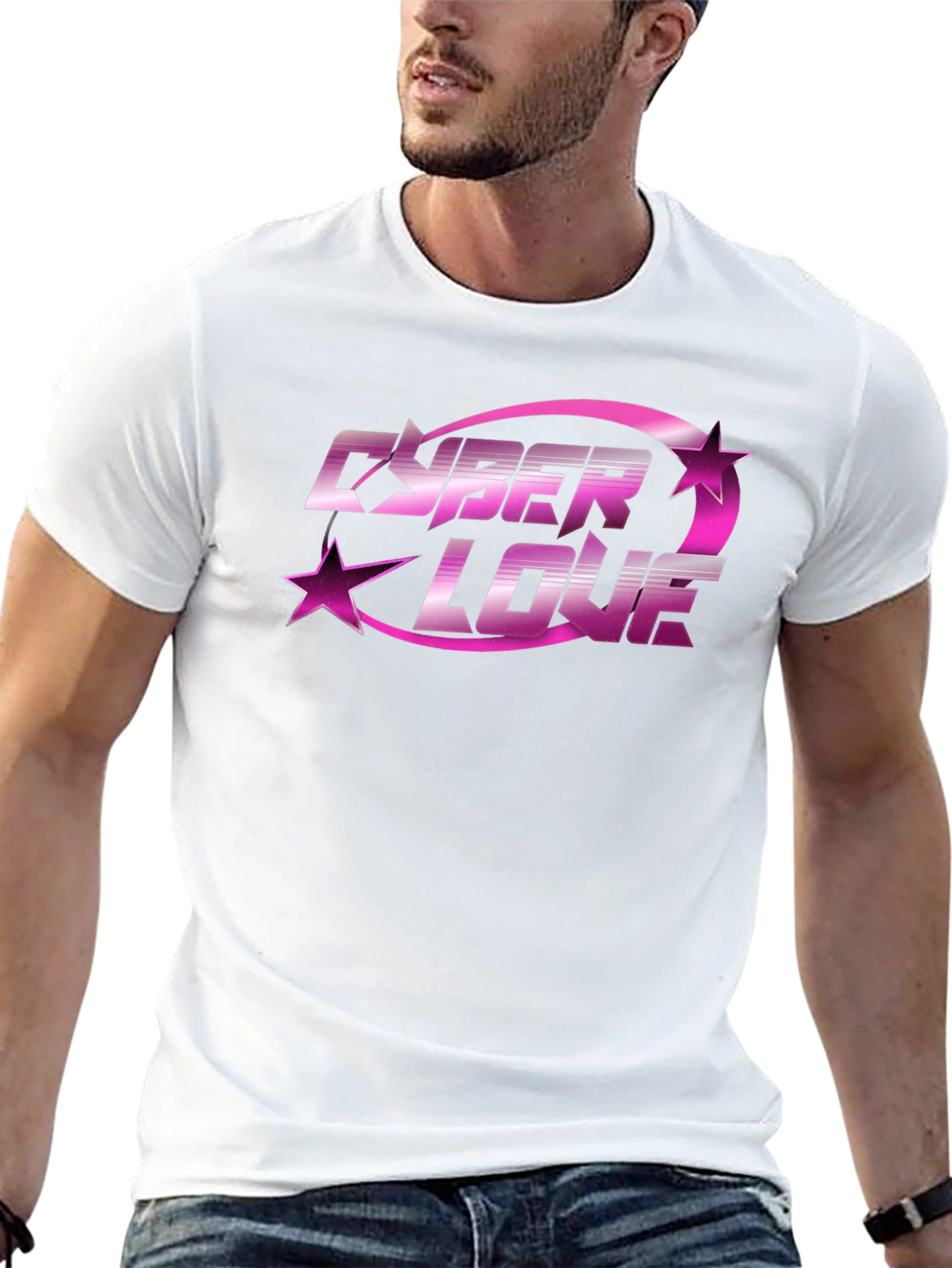 Cyber Love Graphic Tee - Trendy Black T-Shirt