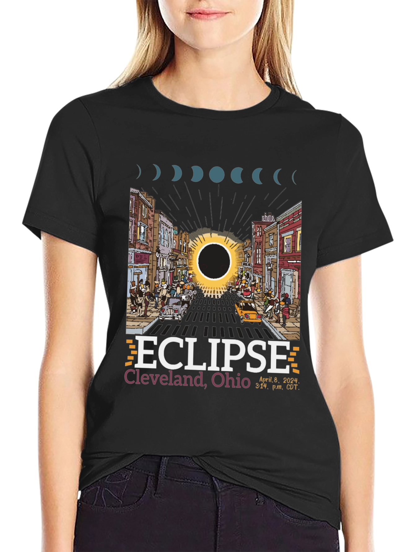 Eclipse Cleveland Ohio 2024 Total Solar Eclipse T-Shirt