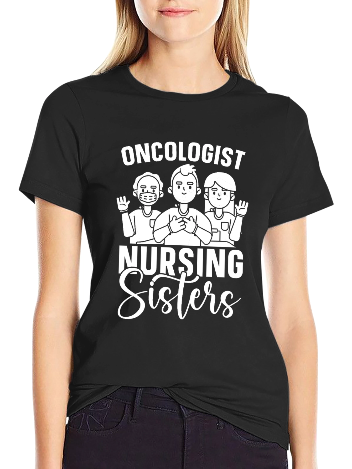 Oncologist Nursing Sisters Black Graphic T-Shirt