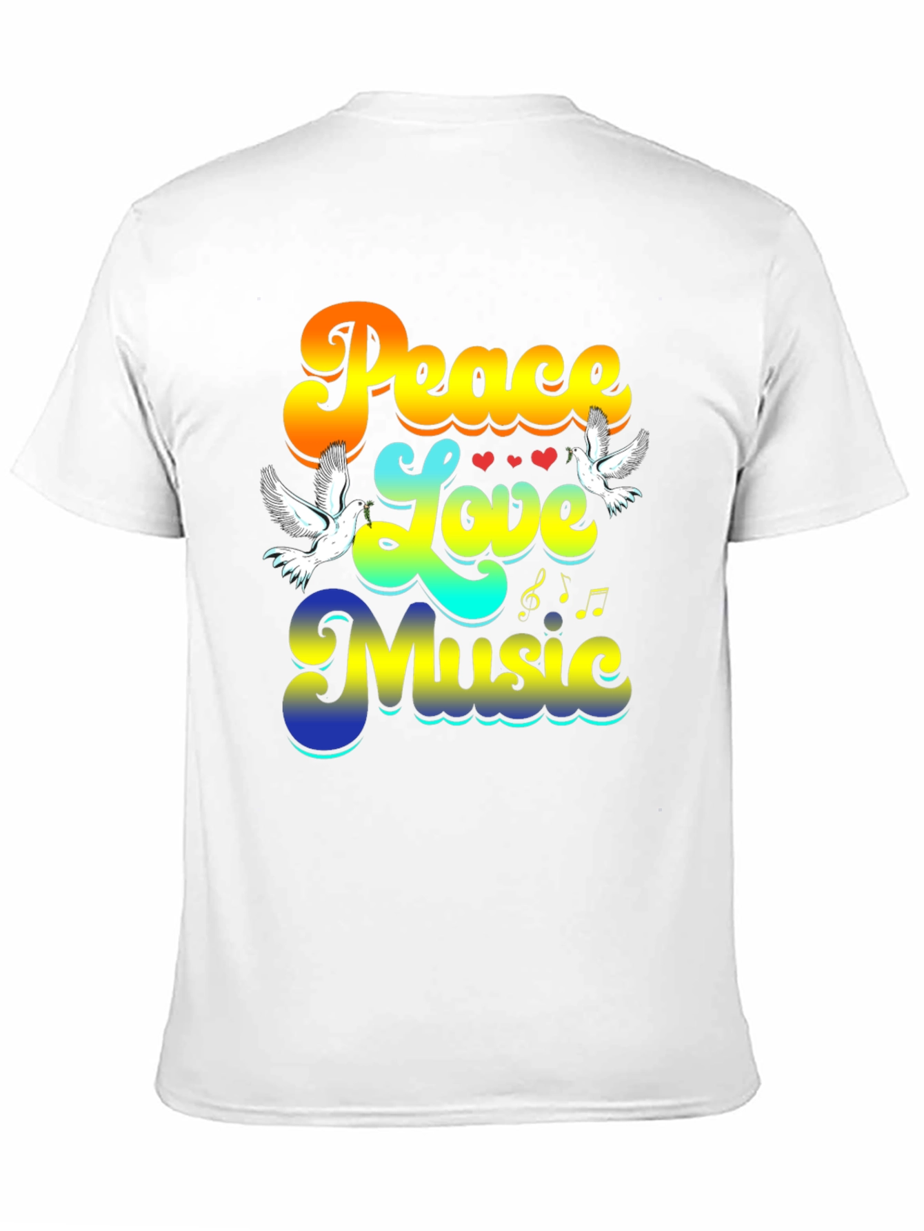 Peace Love Music Retro Black T-Shirt