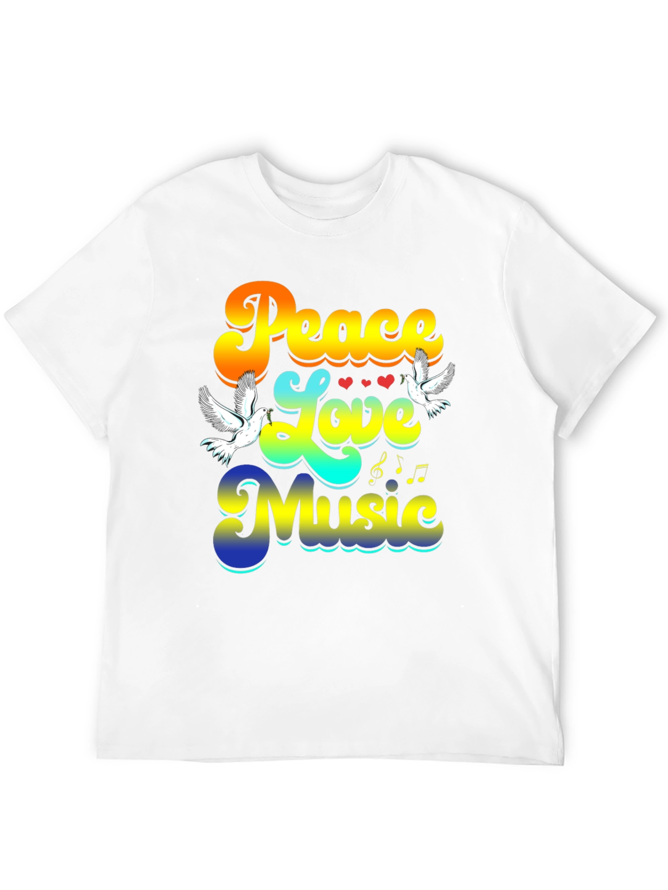 Peace Love Music Retro Black T-Shirt