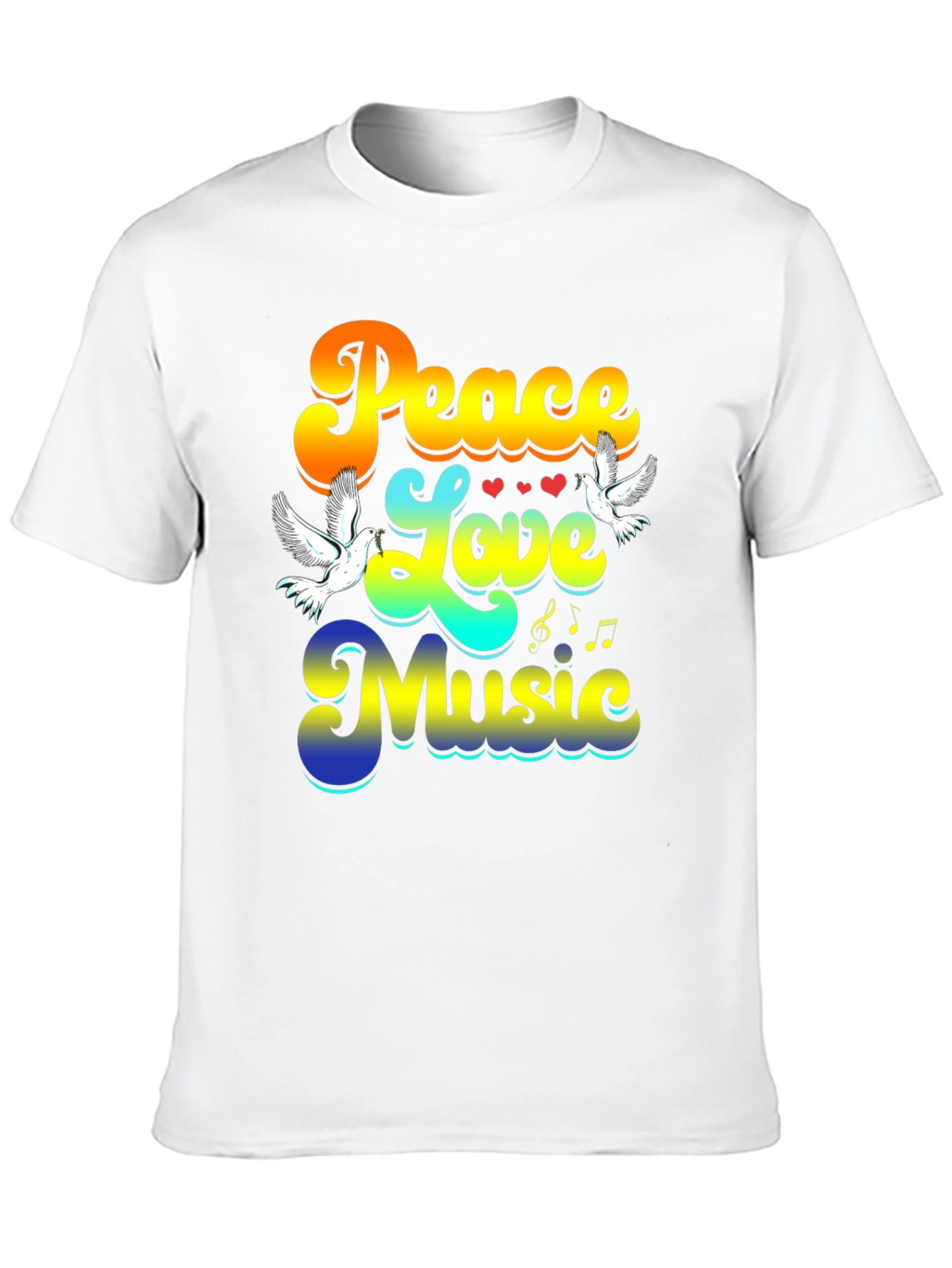 Peace Love Music Retro Black T-Shirt