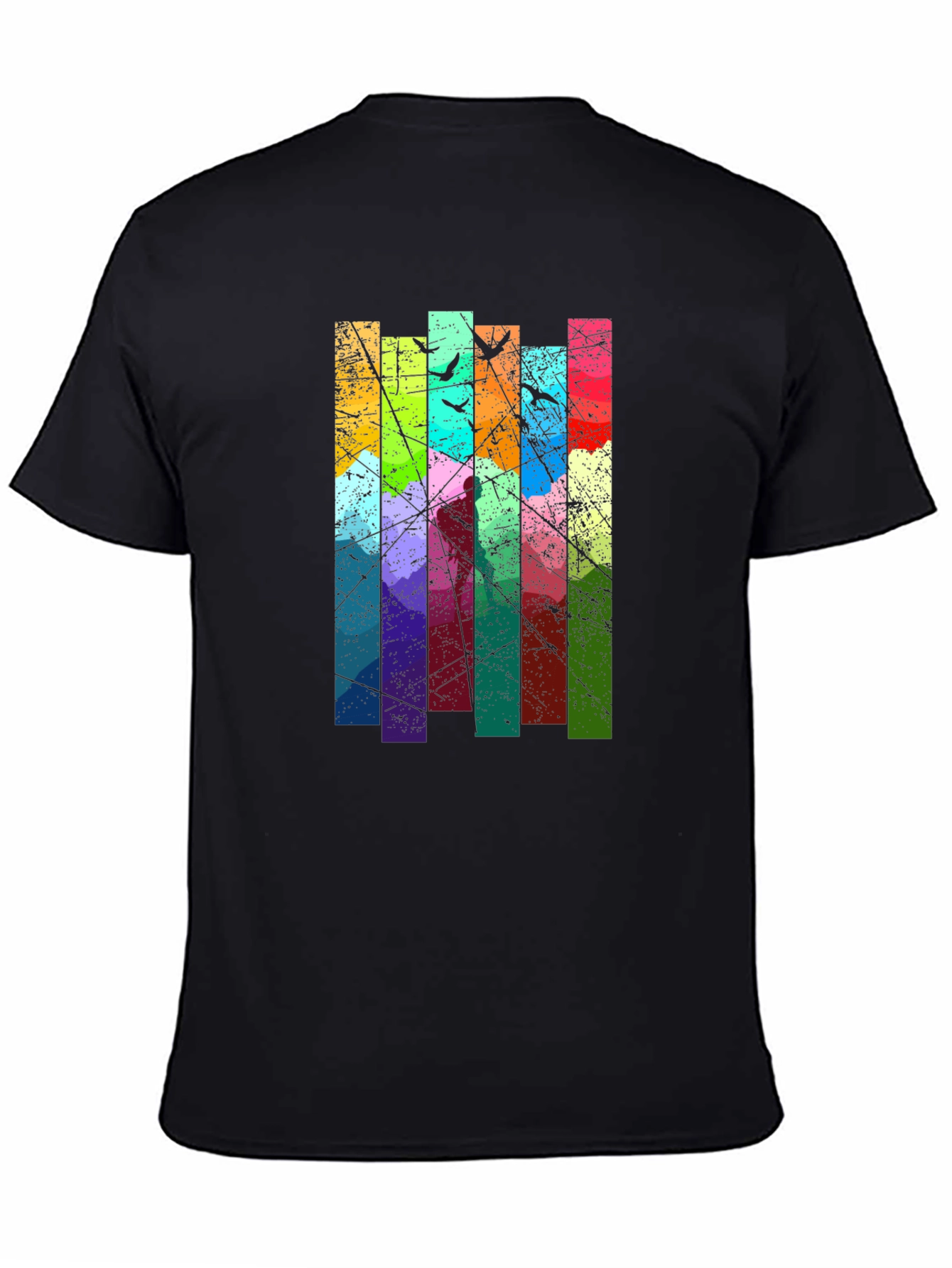Abstract Art Birds on a Wire Graphic T-Shirt