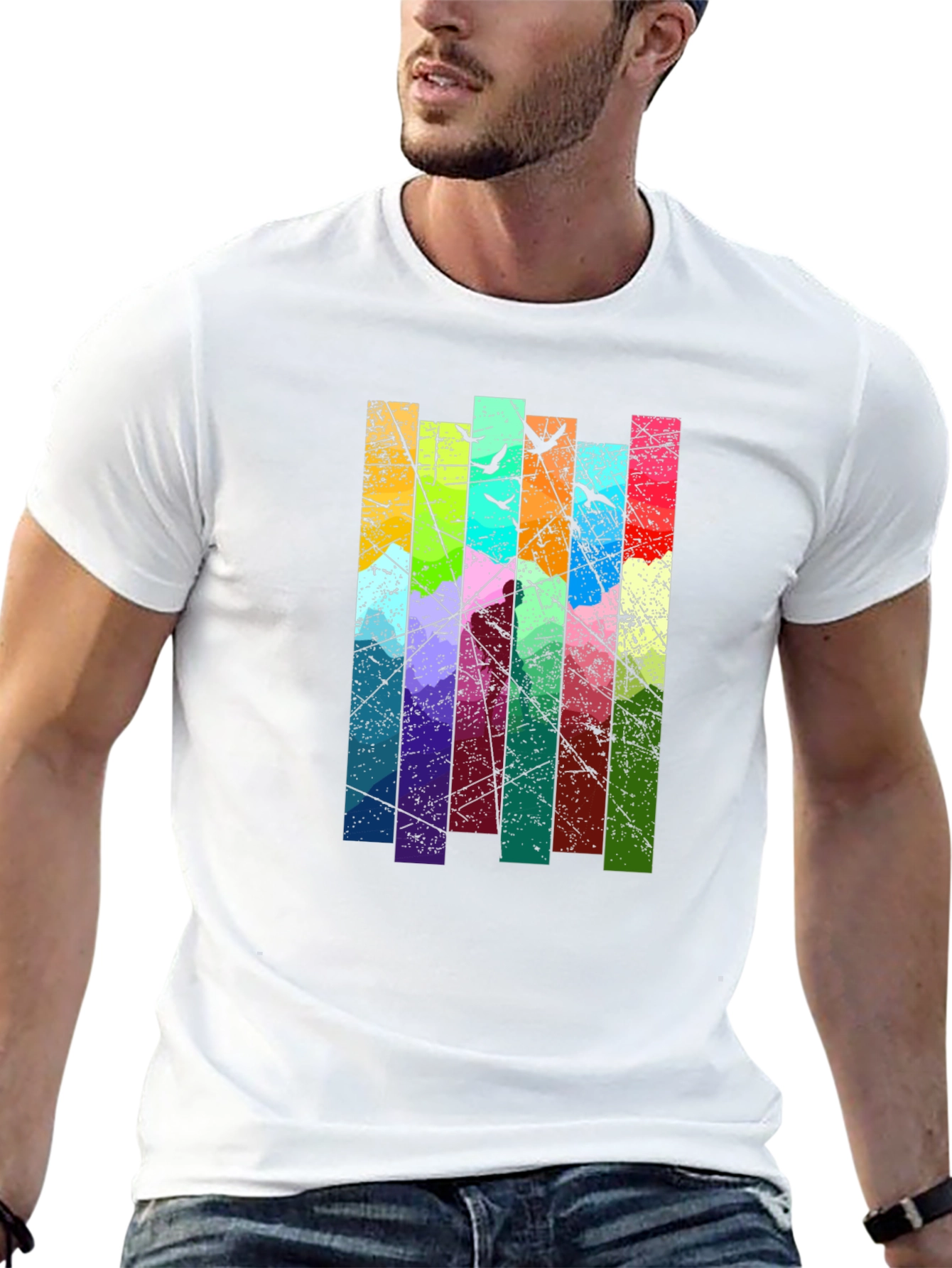 Abstract Art Birds on a Wire Graphic T-Shirt