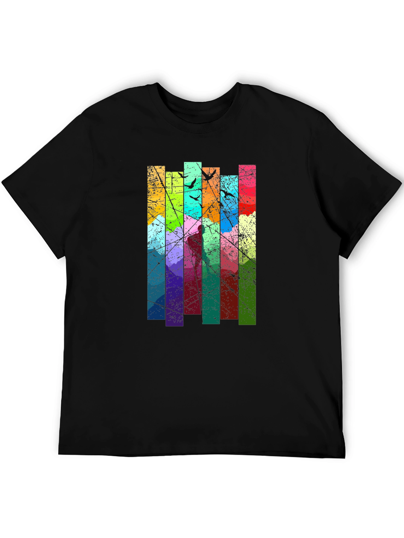 Abstract Art Birds on a Wire Graphic T-Shirt