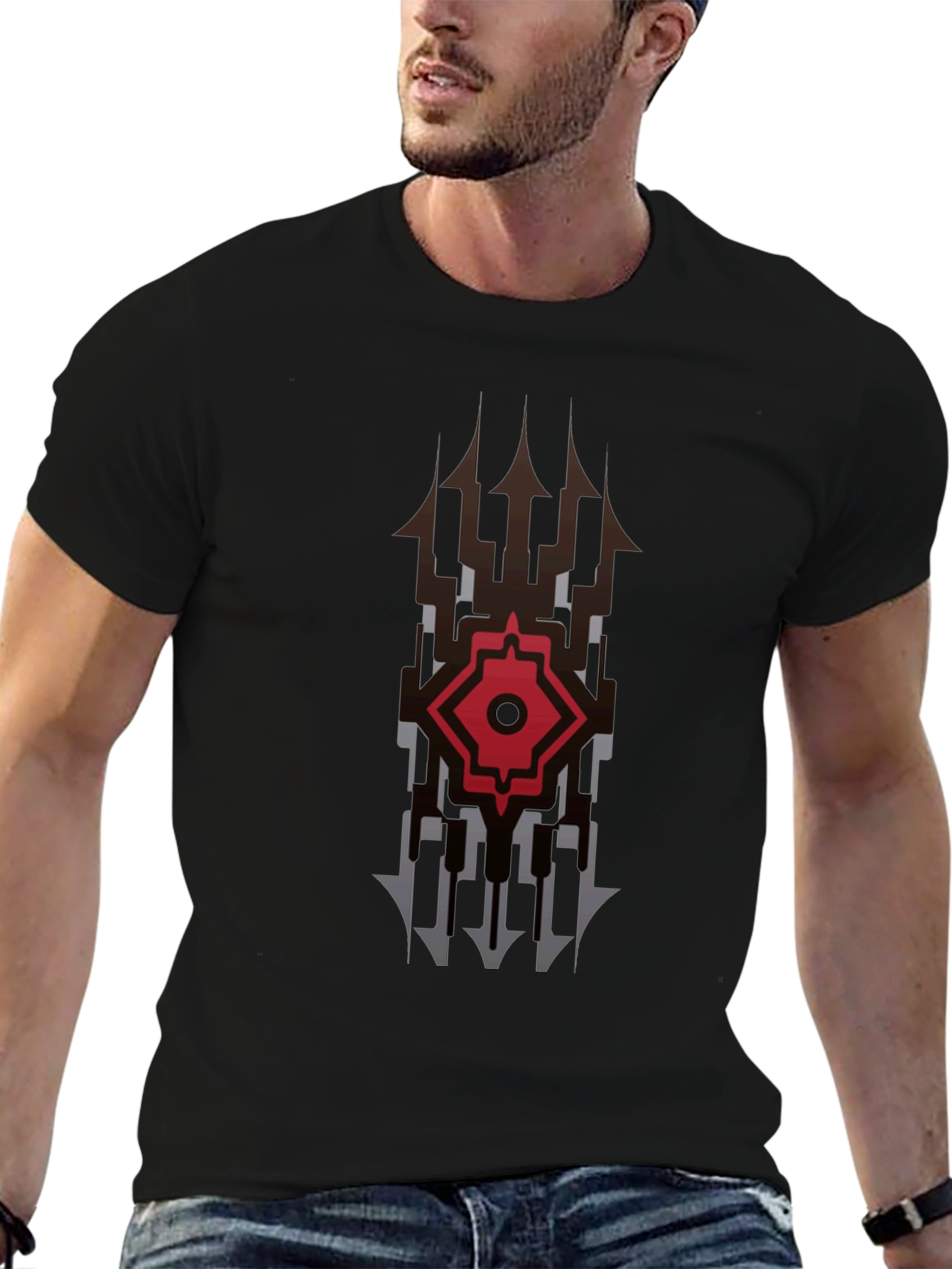 Black Graphic Tee - Modern Tribal Design