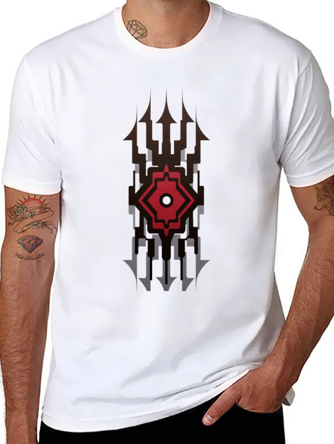 Black Graphic Tee - Modern Tribal Design