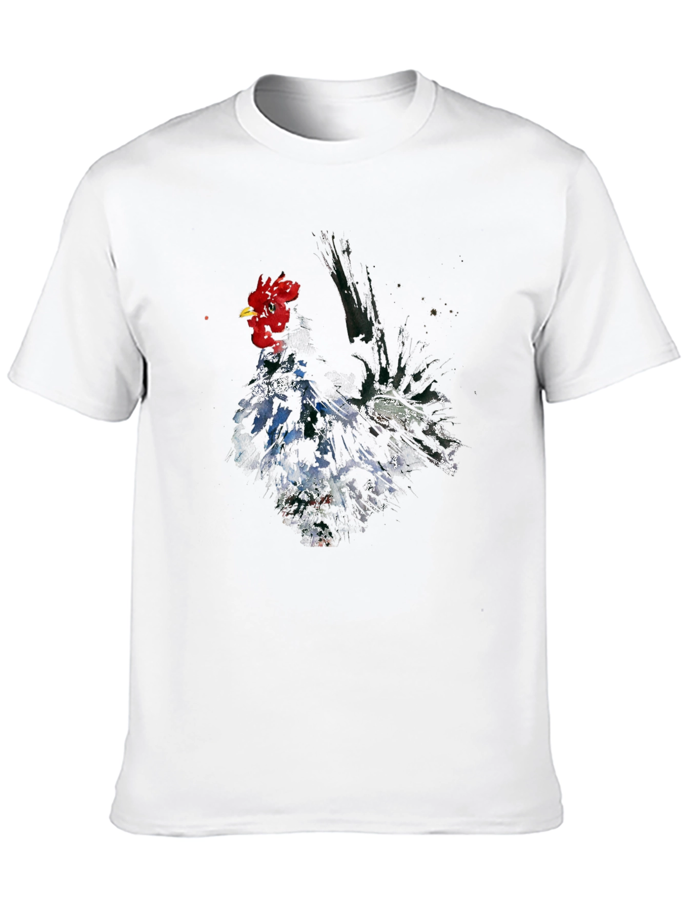 Rooster Graphic Print Black Cotton T-Shirt