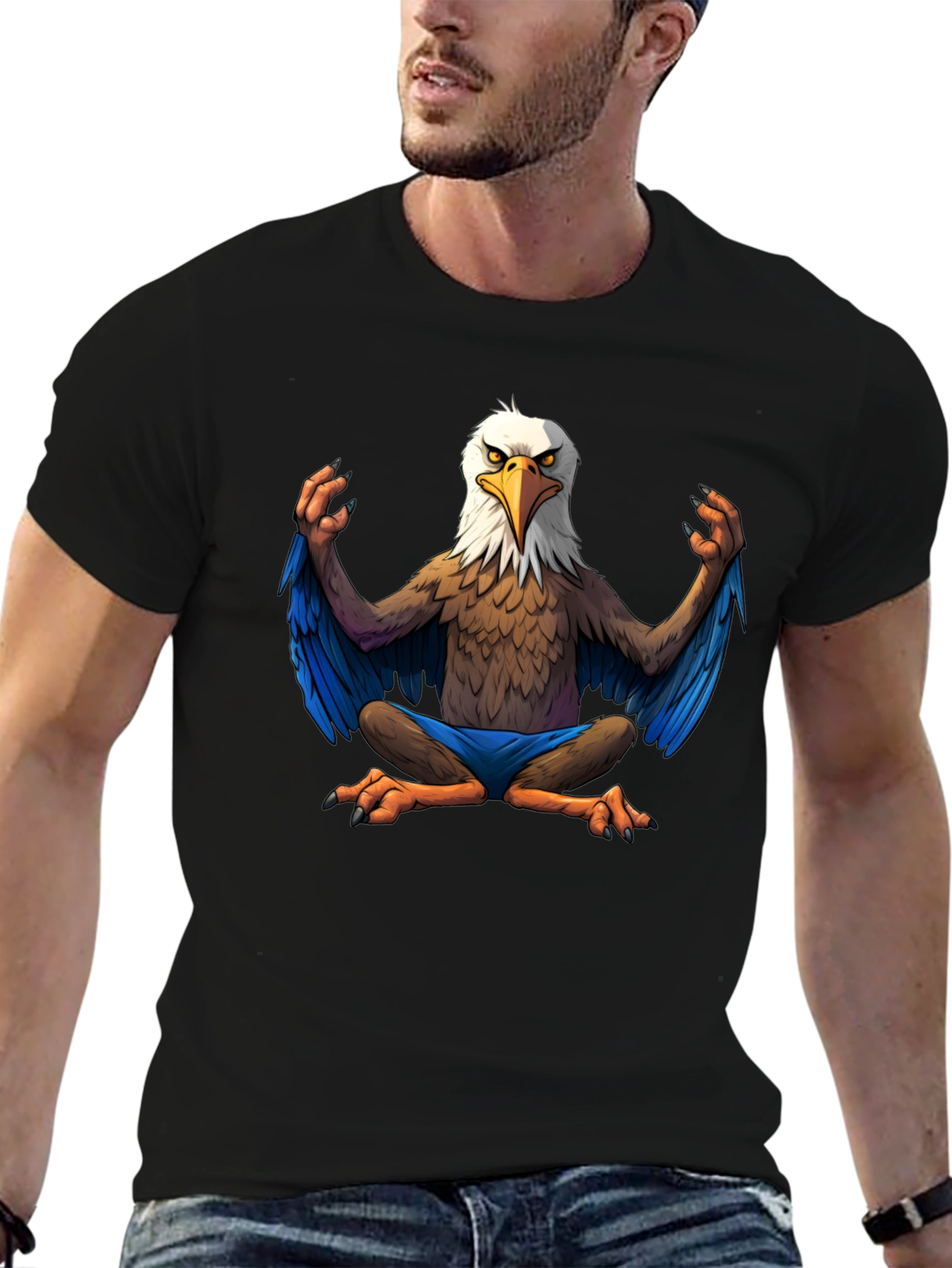 Meditating Eagle Cartoon T-Shirt