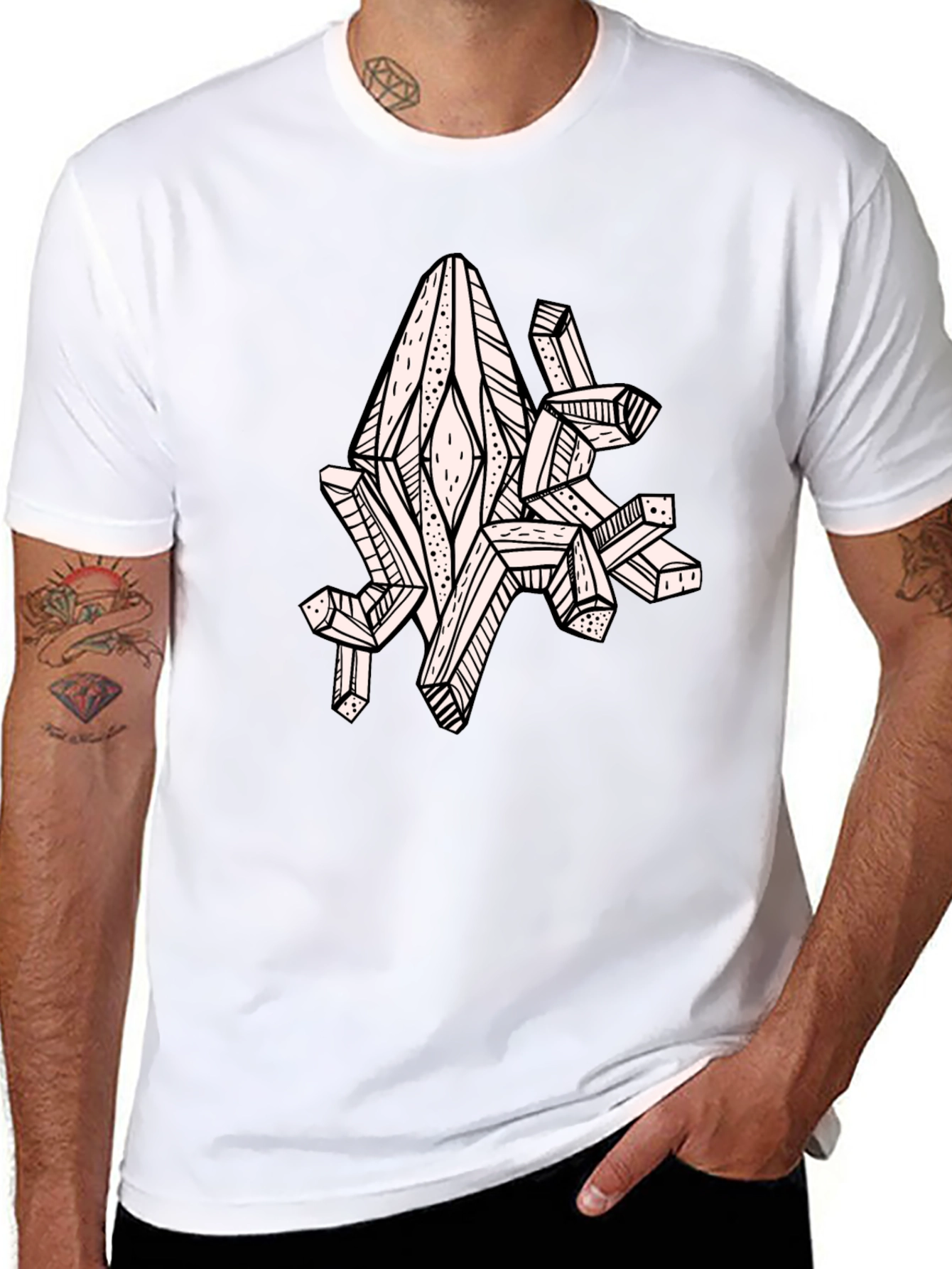 Geometric Crystal Graphic Tee - Black