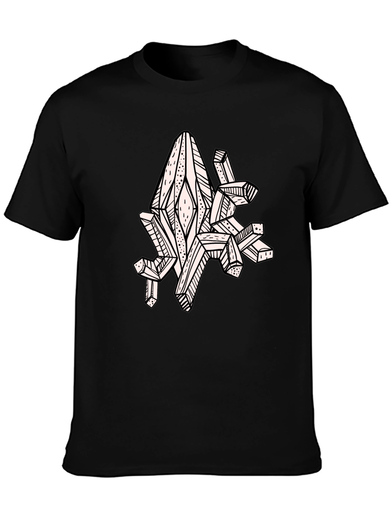 Geometric Crystal Graphic Tee - Black