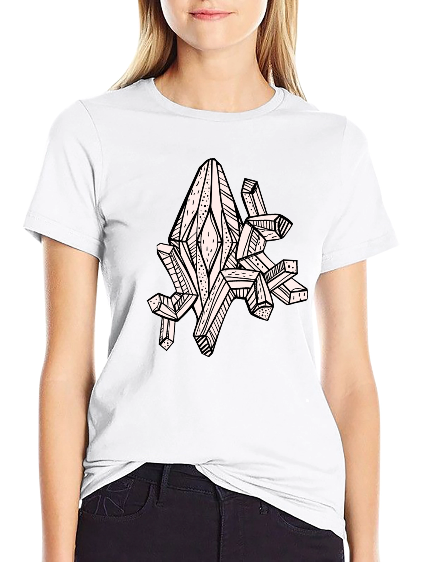 Geometric Crystal Graphic Tee - Black