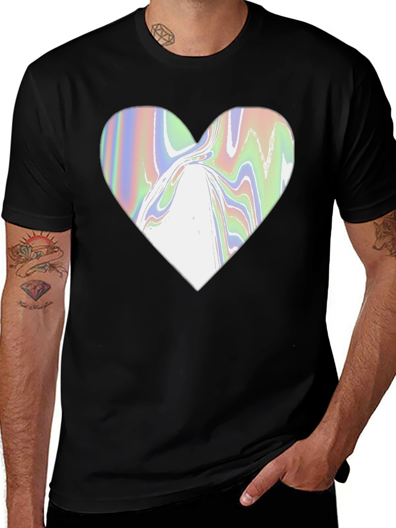 Abstract Heart Graphic Tee - Modern Black T-Shirt