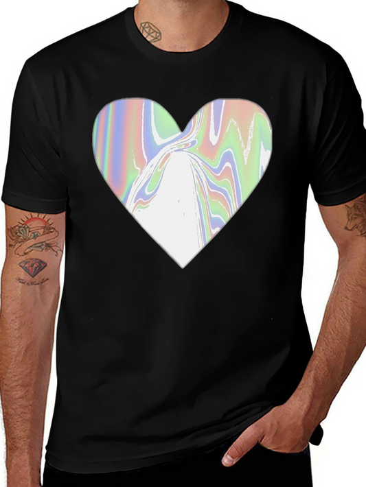 Abstract Heart Graphic Tee - Modern Black T-Shirt