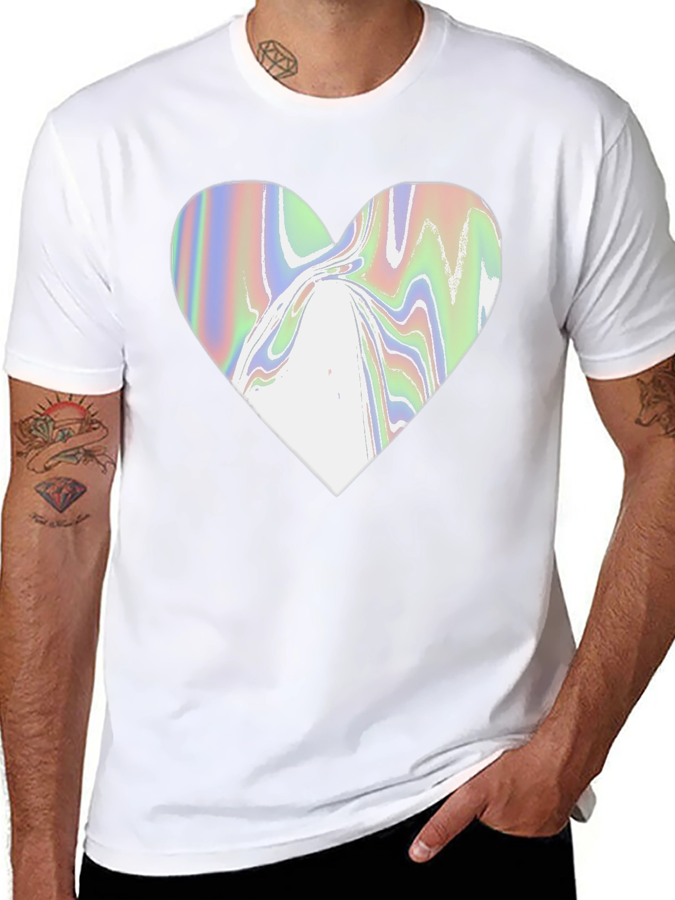 Abstract Heart Graphic Tee - Modern Black T-Shirt