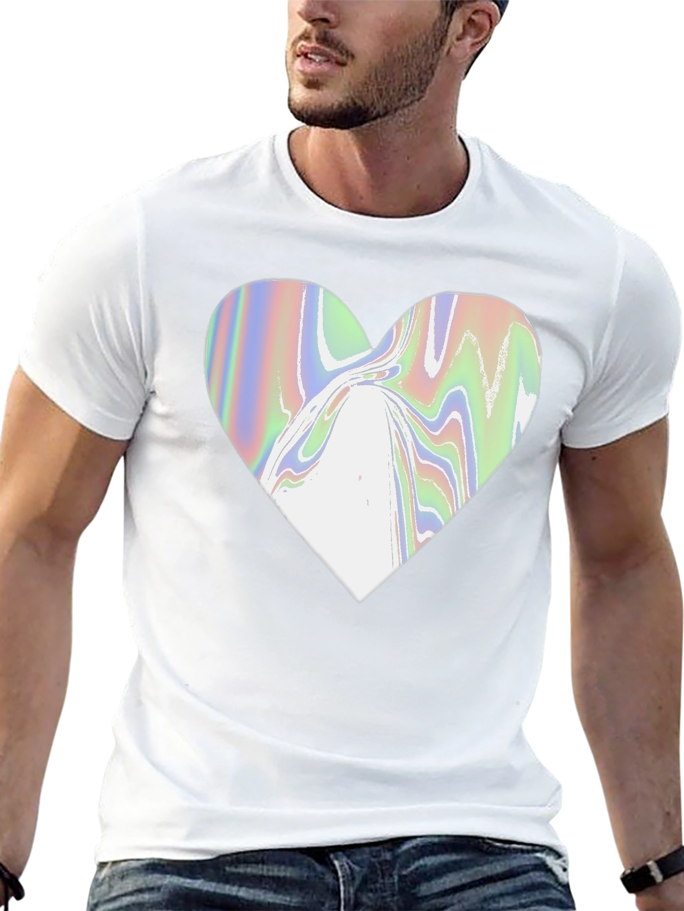 Abstract Heart Graphic Tee - Modern Black T-Shirt