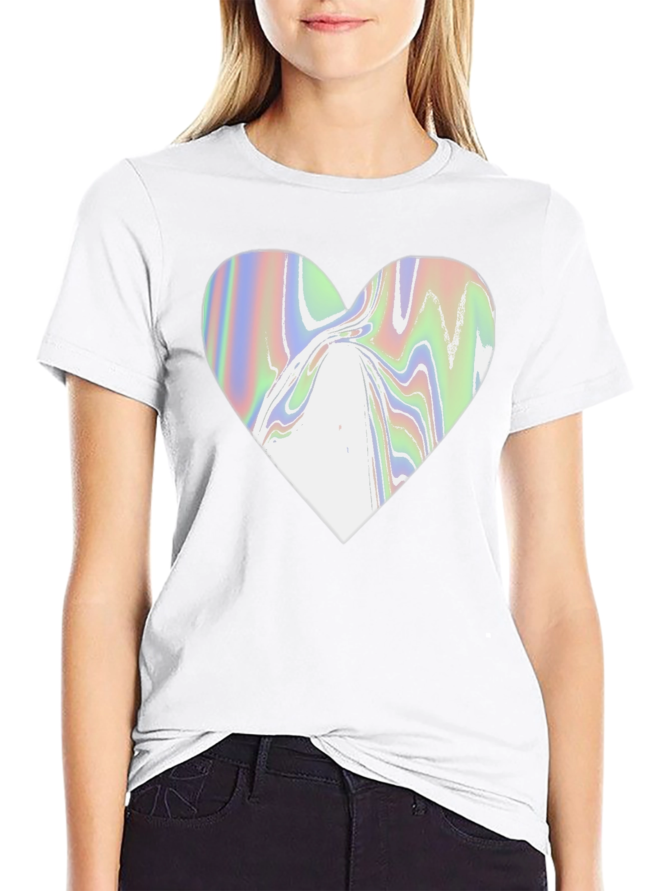 Abstract Heart Graphic Tee - Modern Black T-Shirt