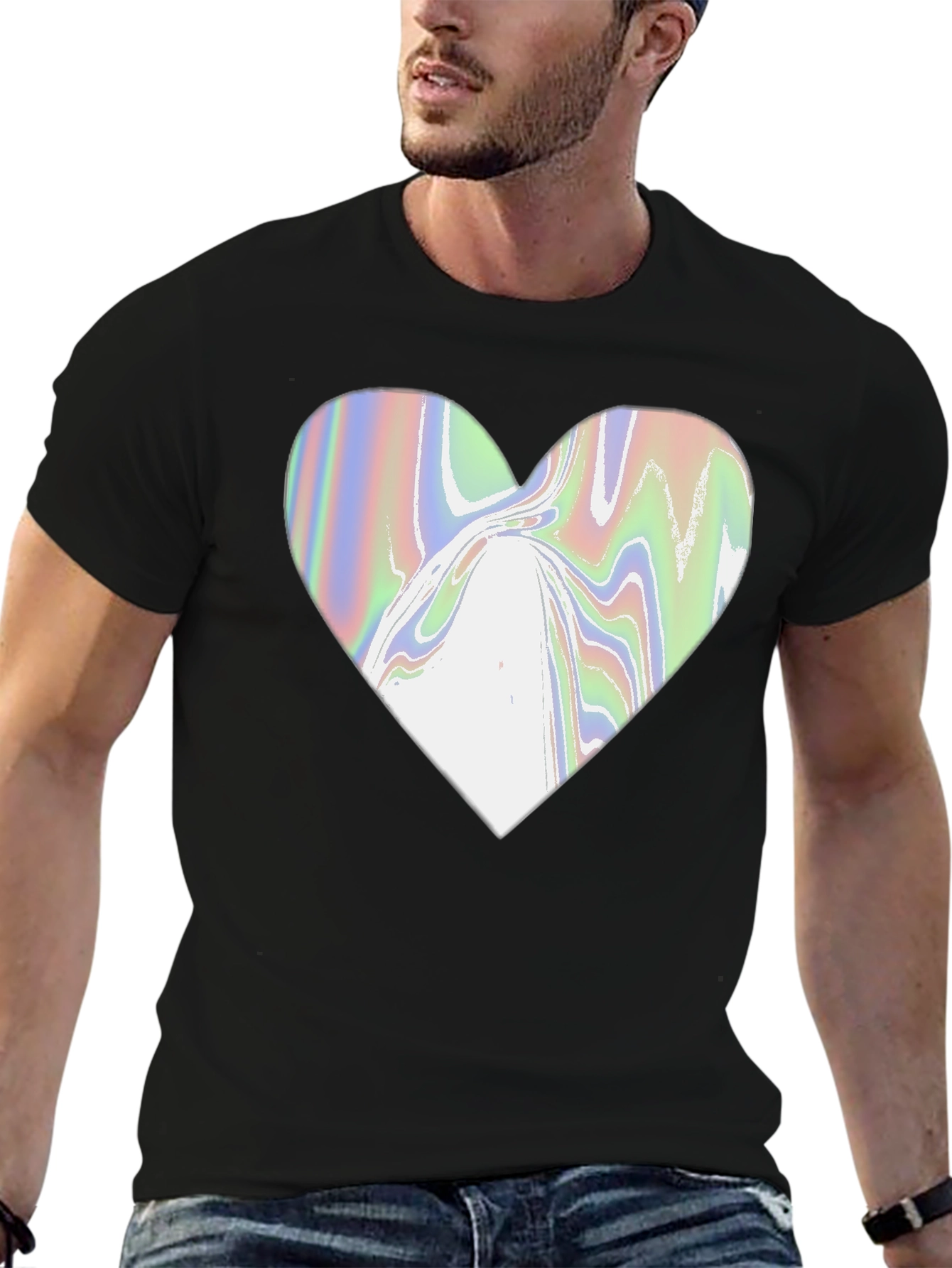 Abstract Heart Graphic Tee - Modern Black T-Shirt