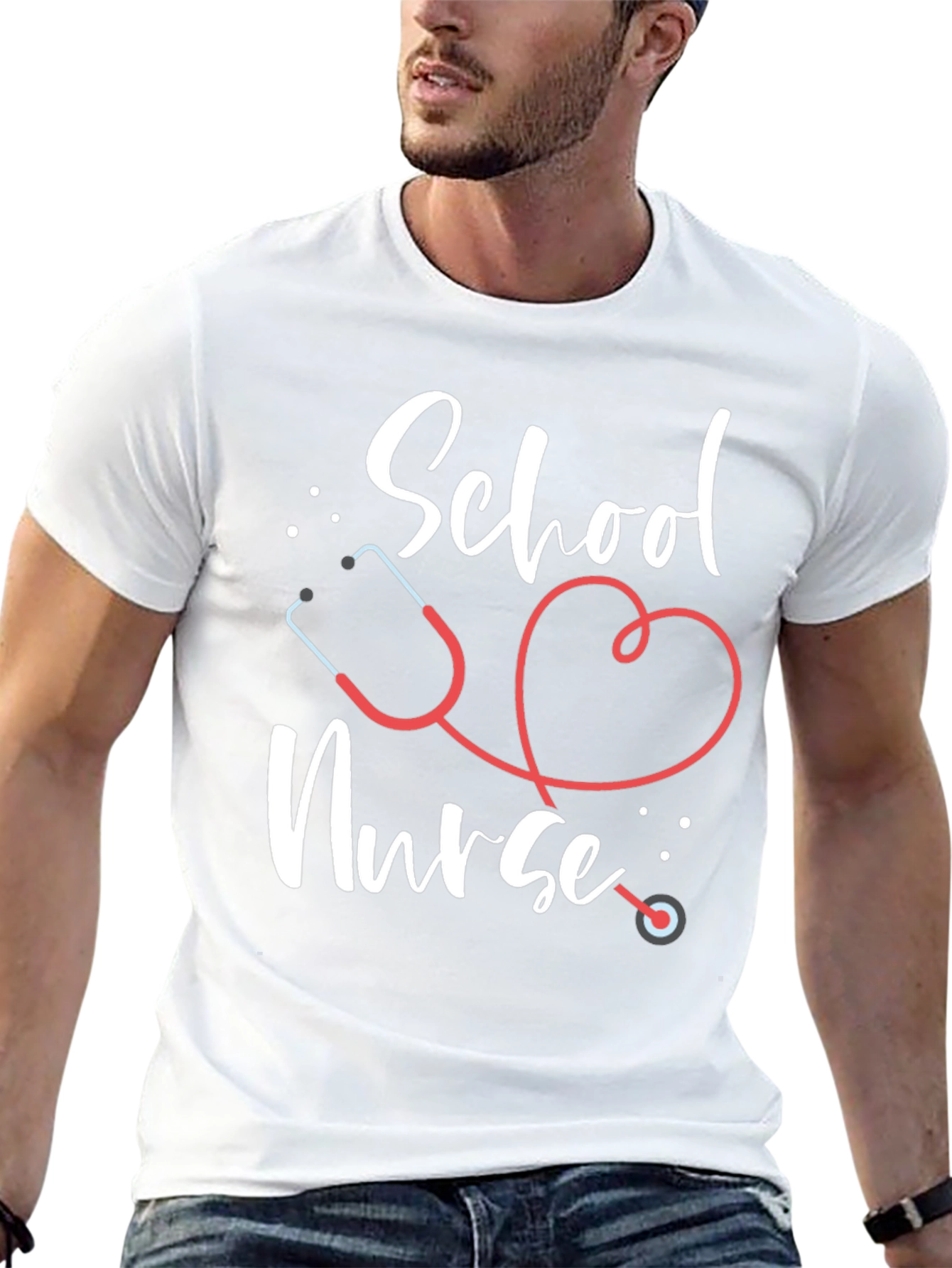 School Nurse T-Shirt - Stethoscope Design
