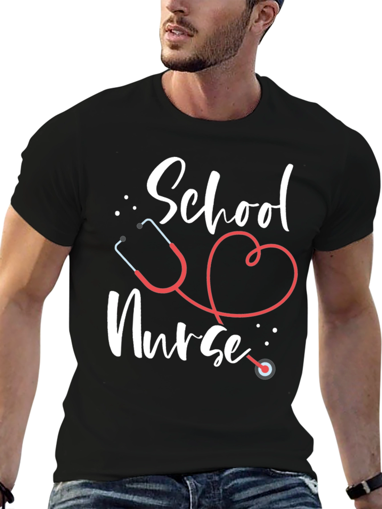 School Nurse T-Shirt - Stethoscope Design