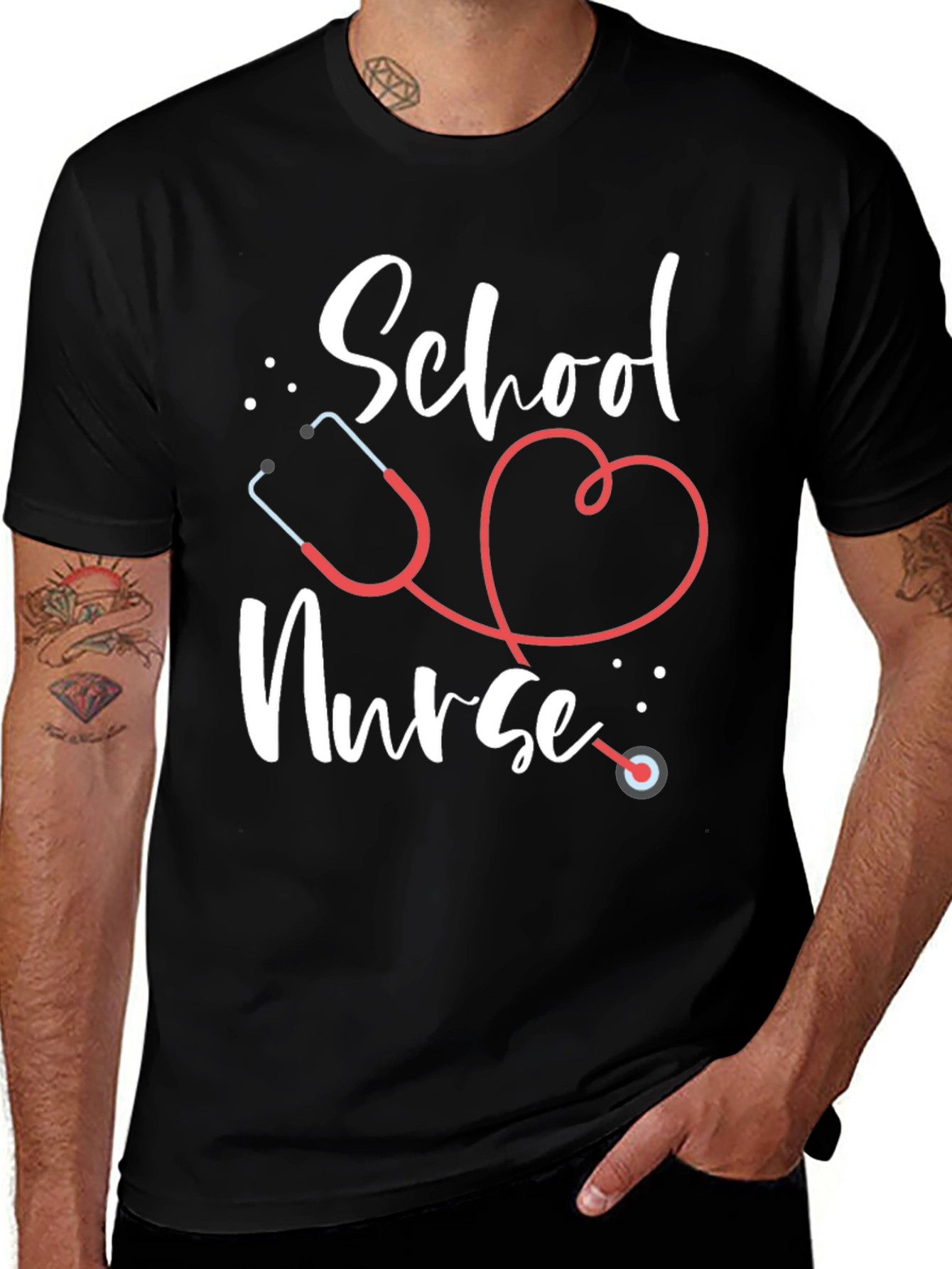 School Nurse T-Shirt - Stethoscope Design