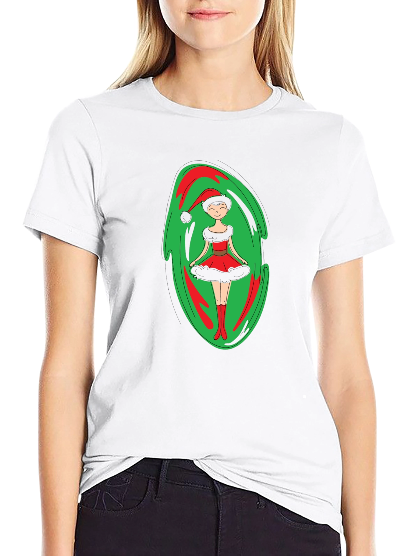 Festive Holiday Elf Graphic Tee - Black