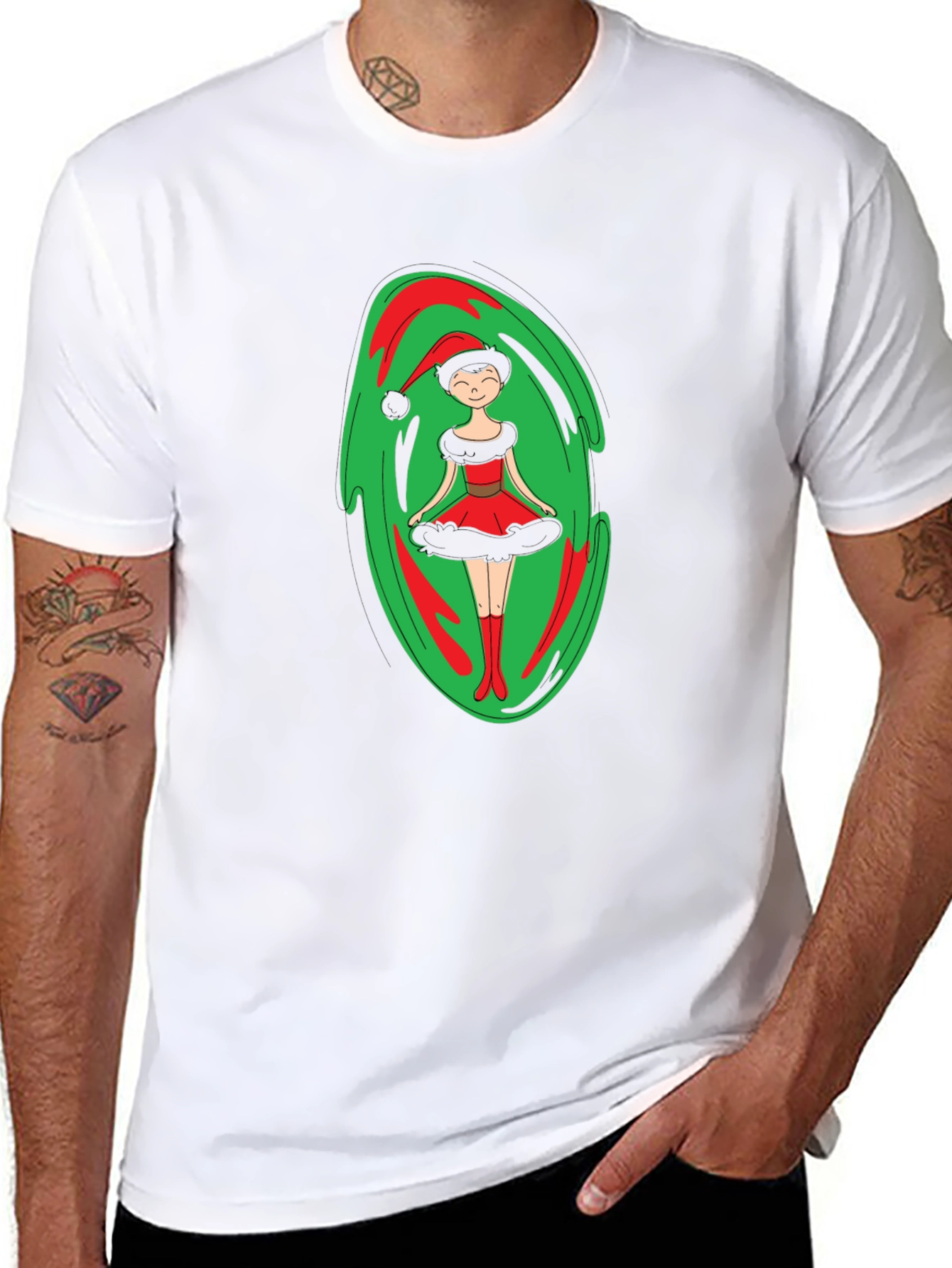 Festive Holiday Elf Graphic Tee - Black