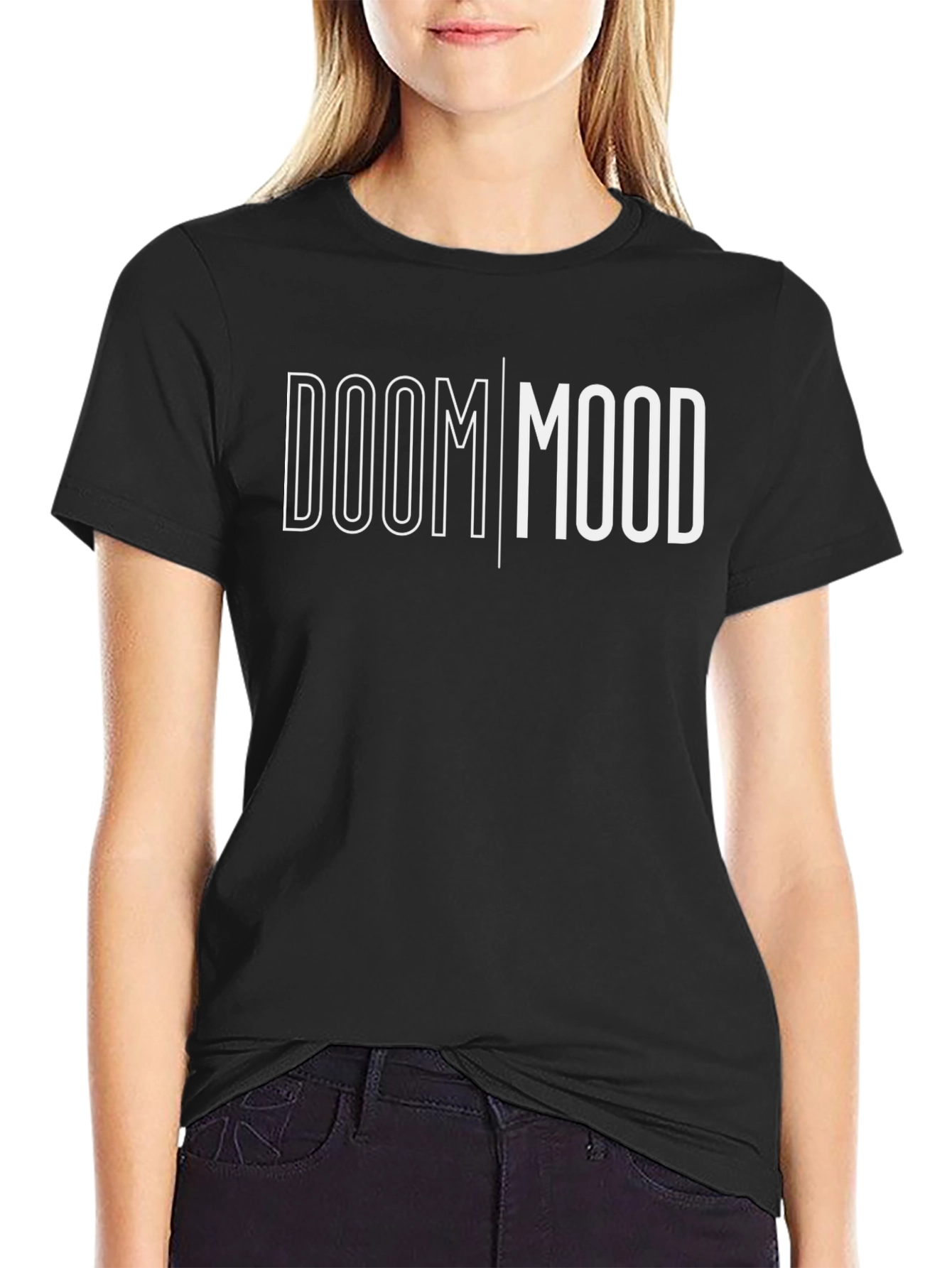 Doom Mood Graphic T-Shirt - Black Casual Tee