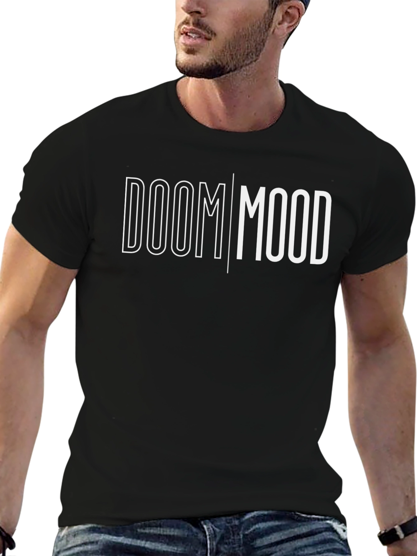 Doom Mood Graphic T-Shirt - Black Casual Tee