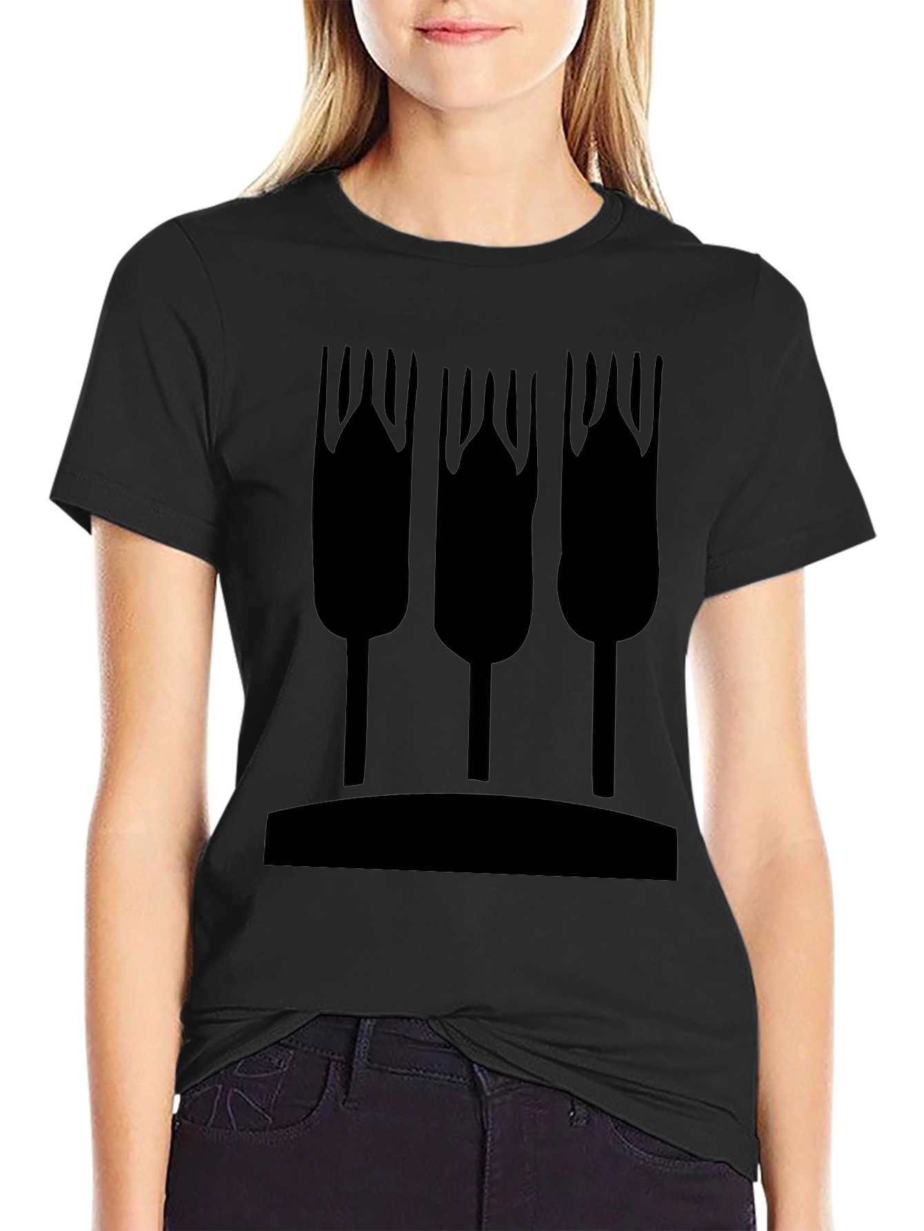 Abstract Wheat Graphic Tee - Black