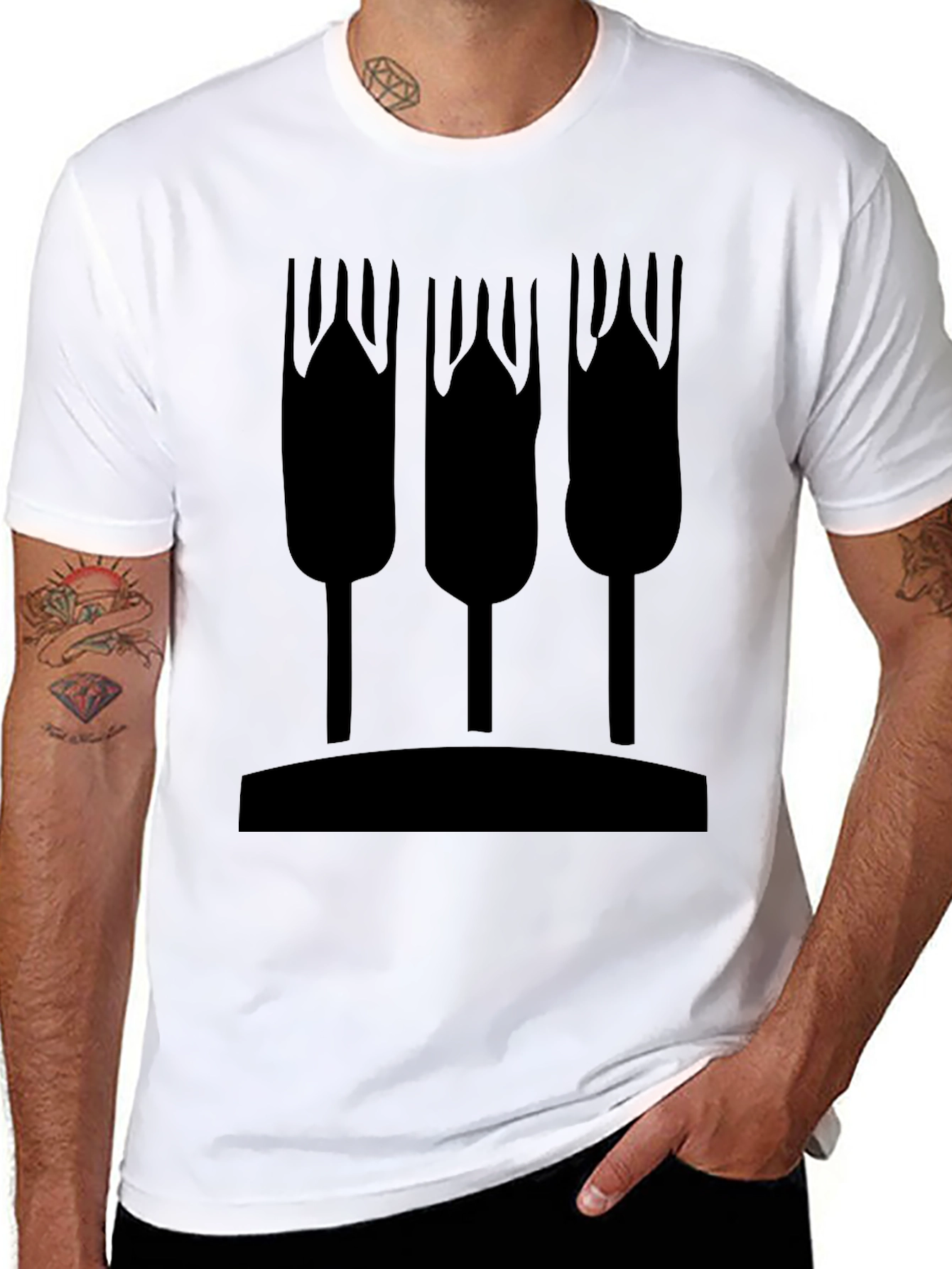 Abstract Wheat Graphic Tee - Black