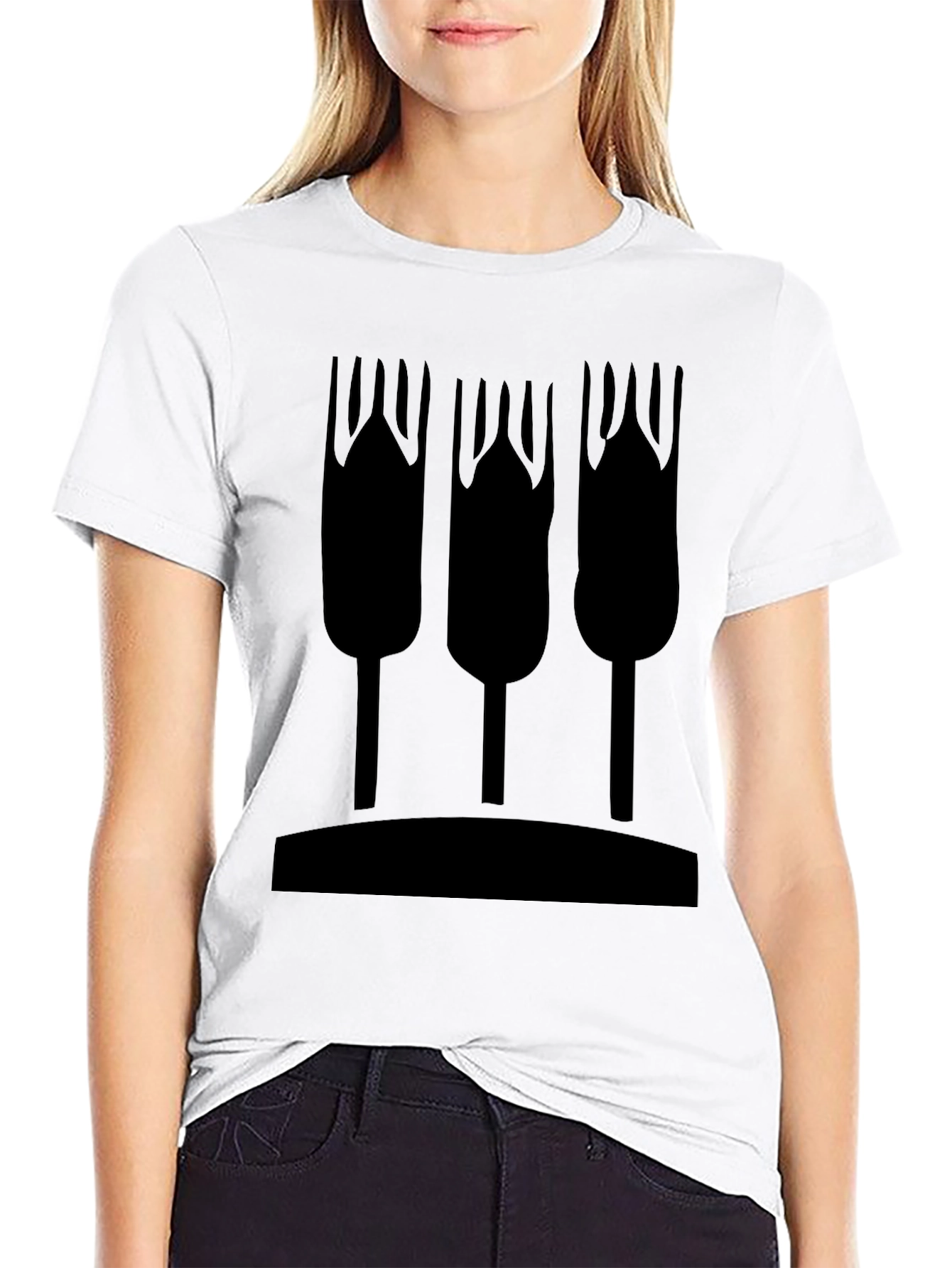 Abstract Wheat Graphic Tee - Black