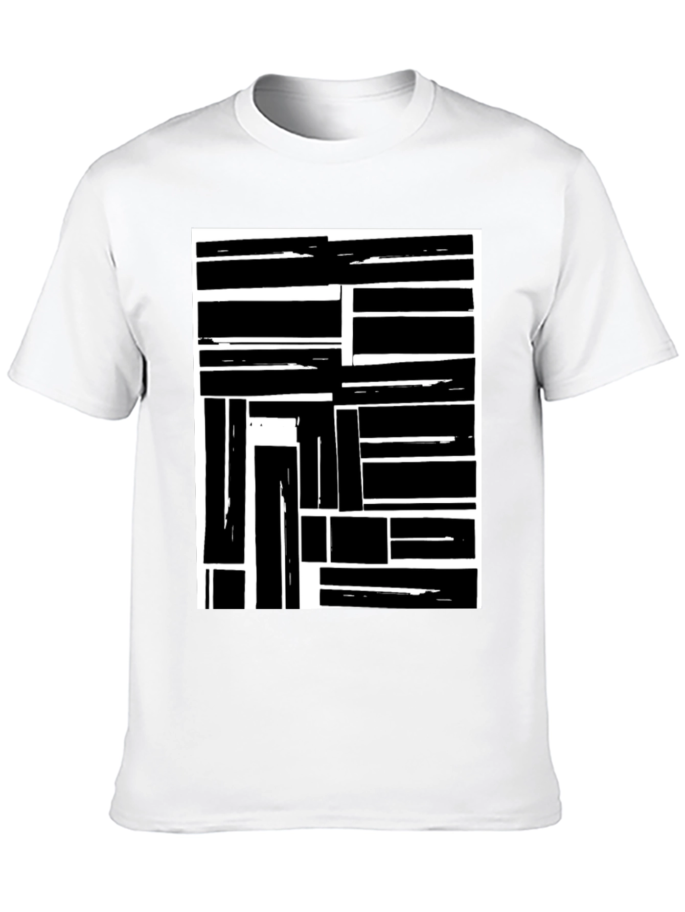 Abstract Block Pattern Black T-Shirt
