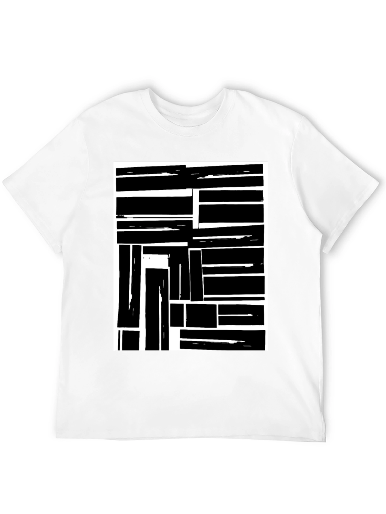Abstract Block Pattern Black T-Shirt